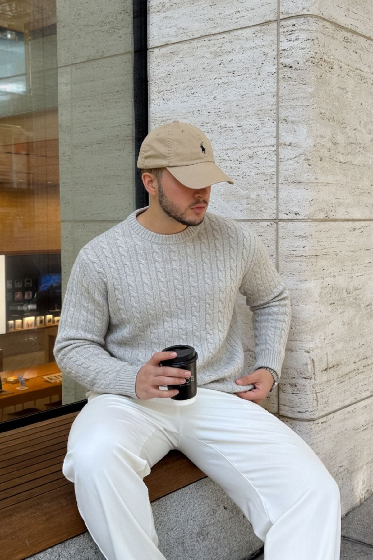 Mira Premium Saç Örgü Bisiklet Yaka Kalın Triko Kazak - Livio Ferri
