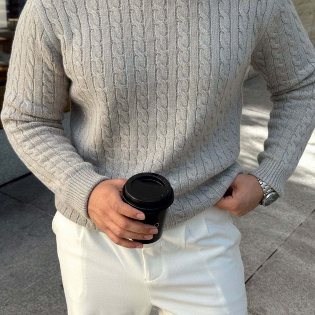 Mira Premium Saç Örgü Bisiklet Yaka Kalın Triko Kazak