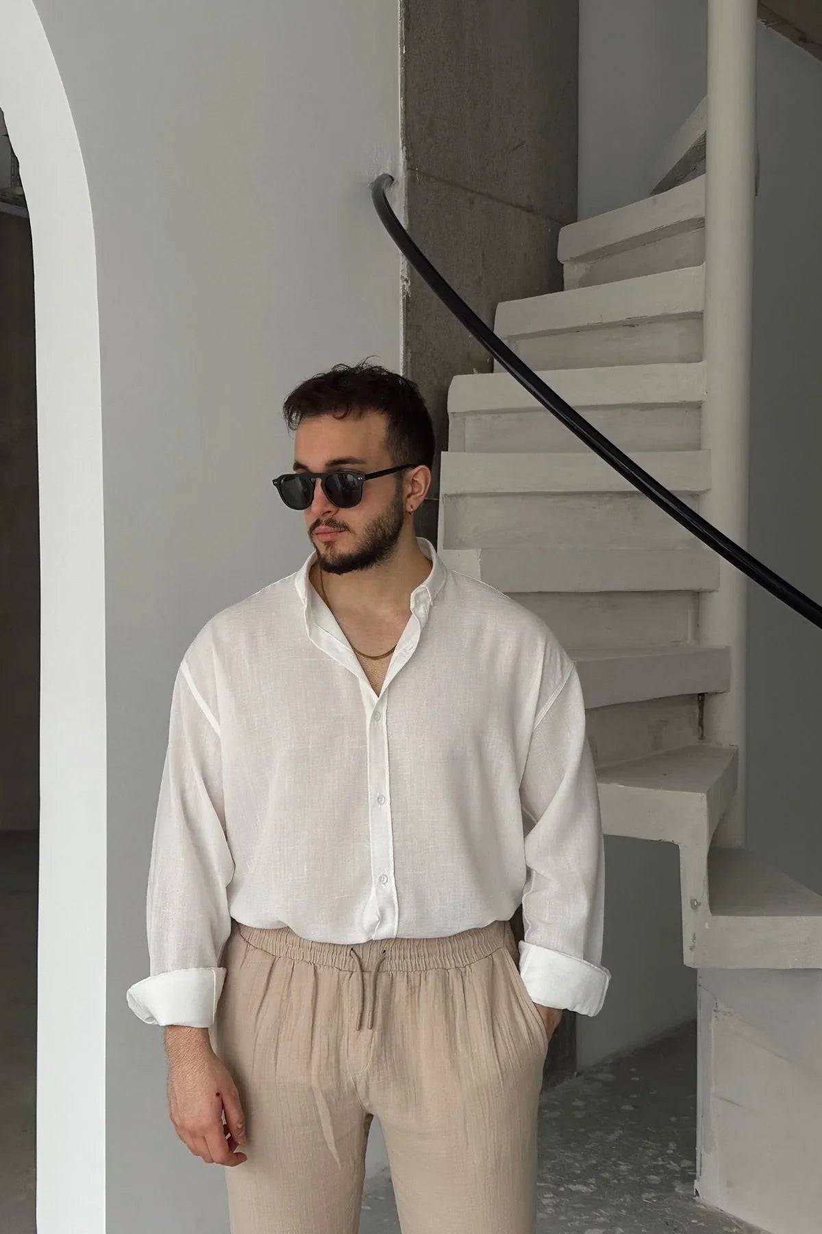 Napas Erkek Oversize Keten Görünümlü Gömlek - Livio Ferri