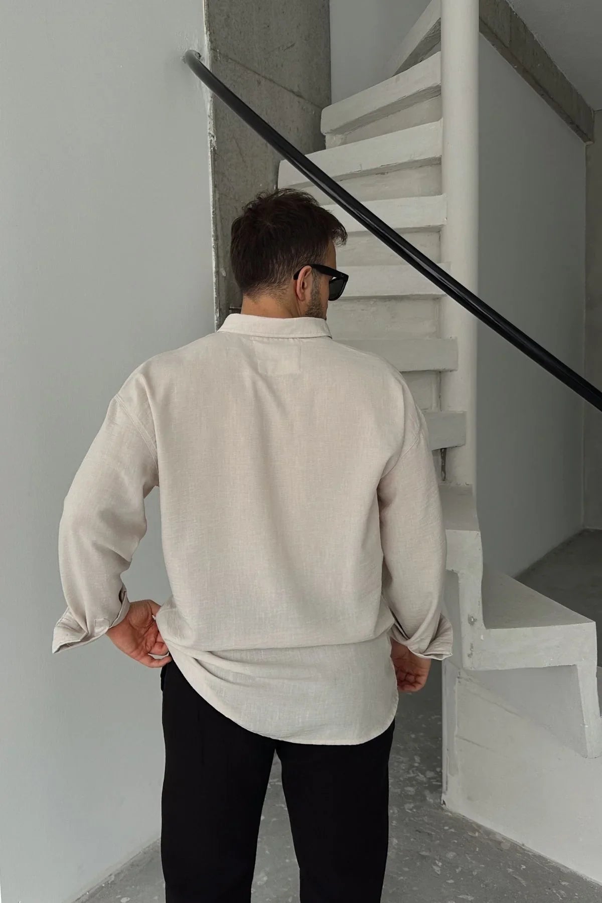 Napas Erkek Oversize Keten Görünümlü Gömlek - Livio Ferri