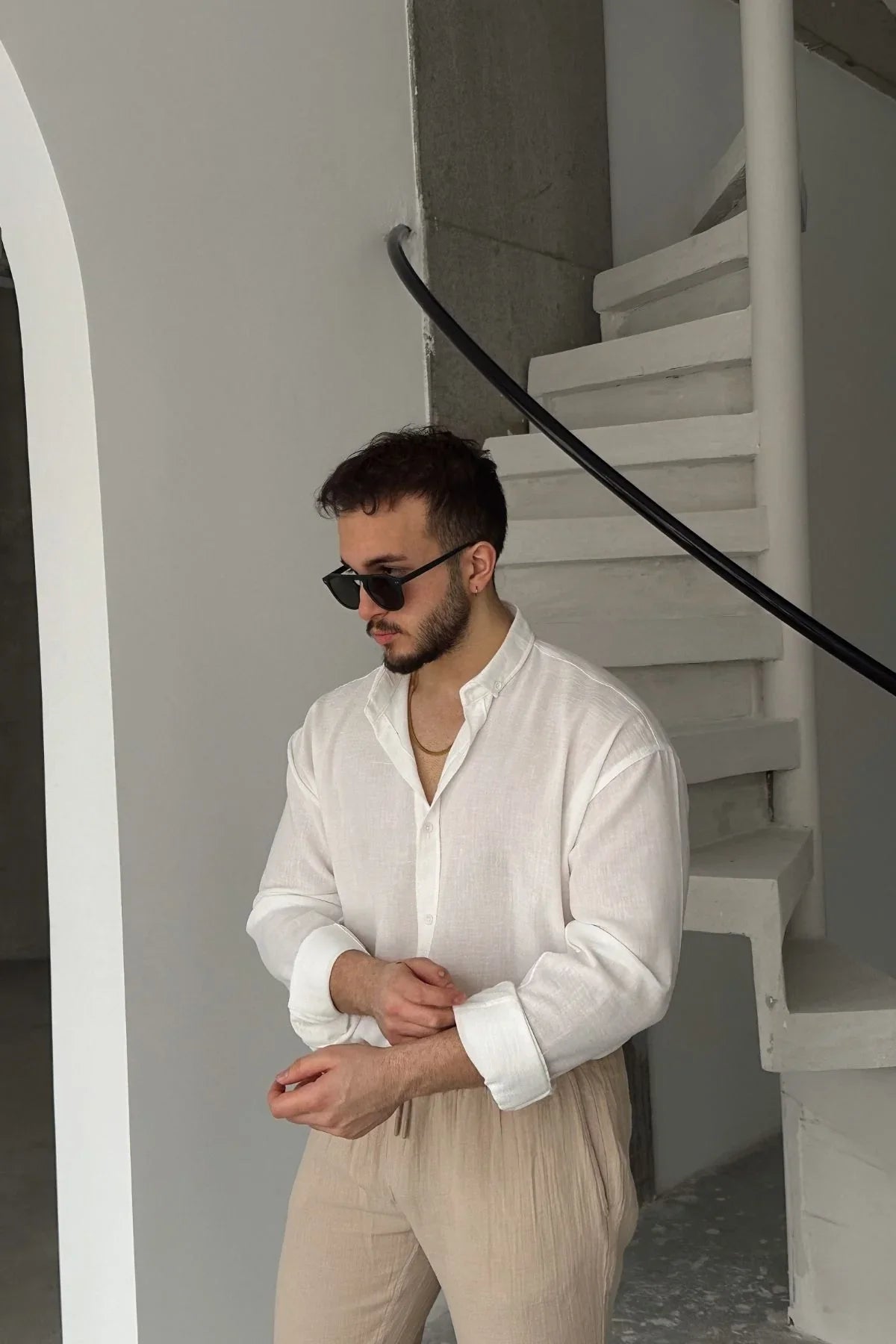 Napas Erkek Oversize Keten Görünümlü Gömlek - Livio Ferri