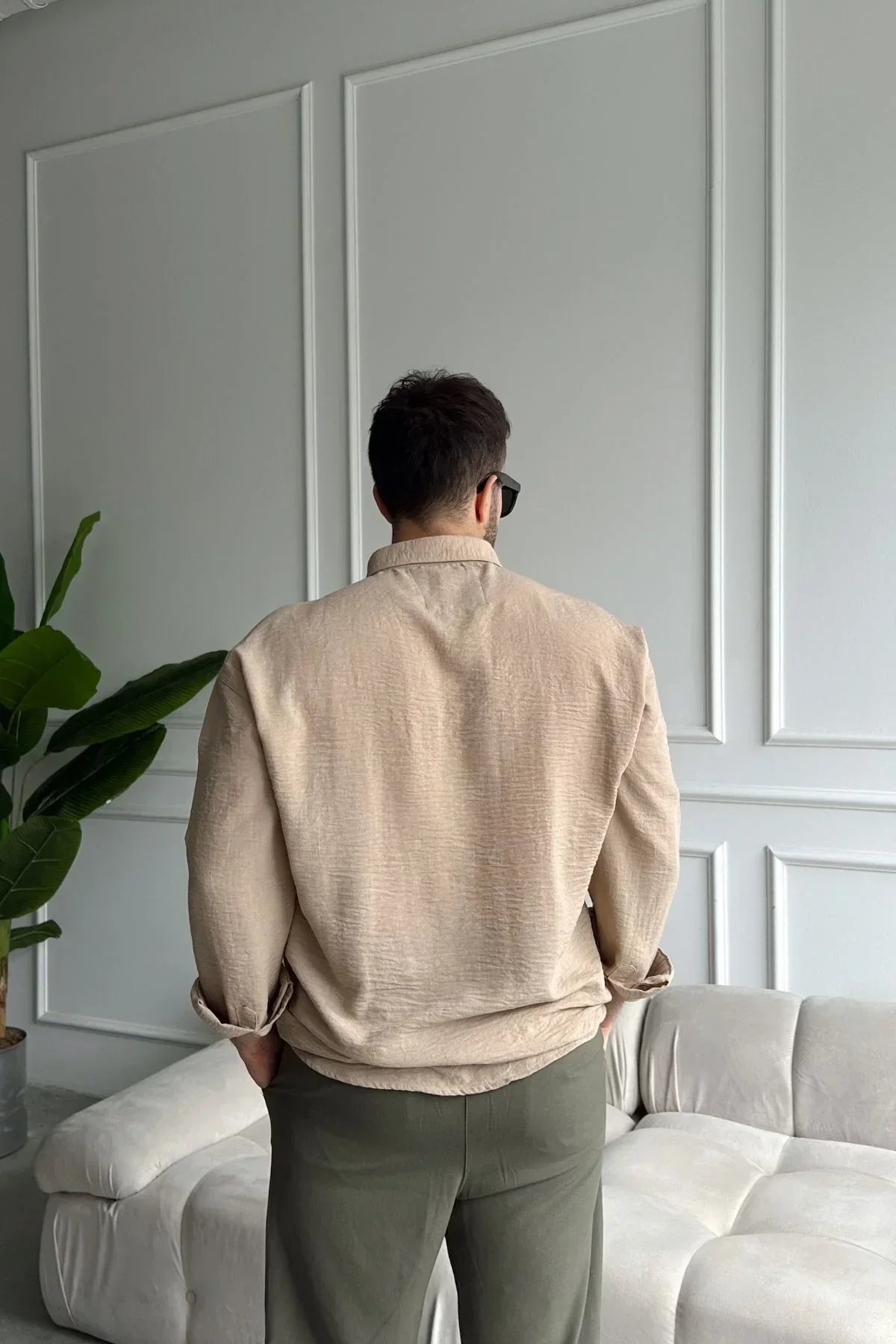 Napas Erkek Oversize Keten Görünümlü Gömlek - Livio Ferri