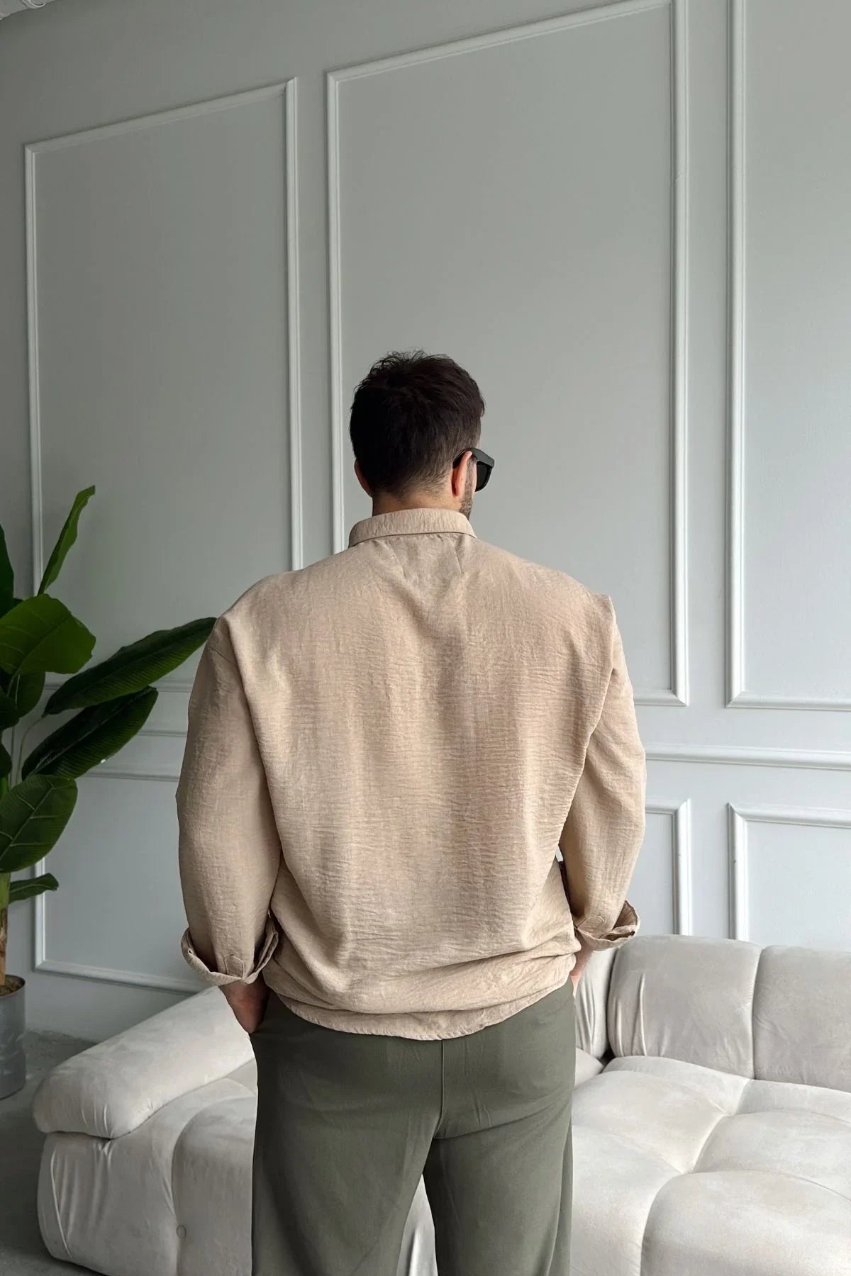 Napas Erkek Oversize Keten Görünümlü Gömlek - Livio Ferri