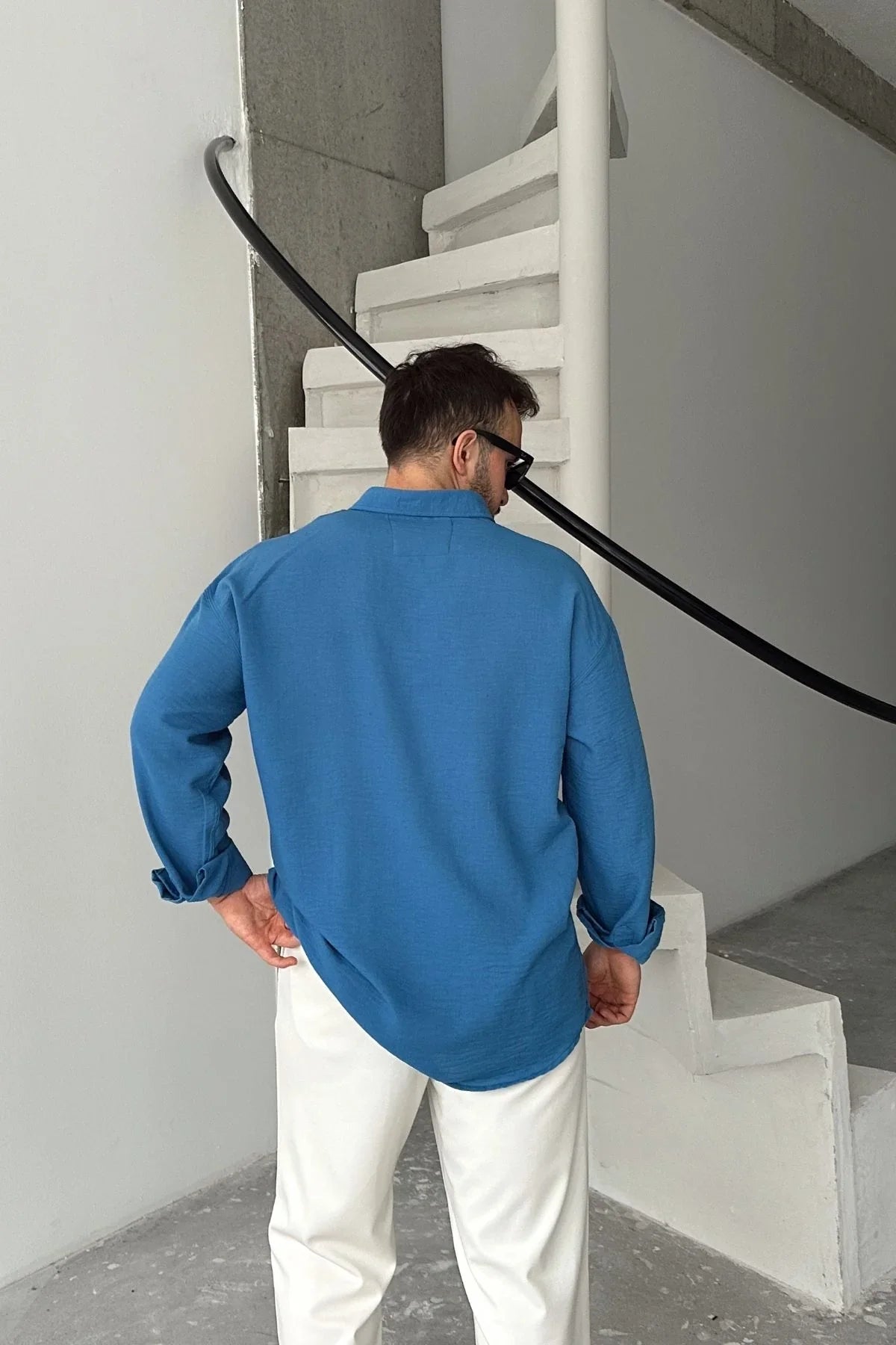 Napas Erkek Oversize Keten Görünümlü Gömlek - Livio Ferri