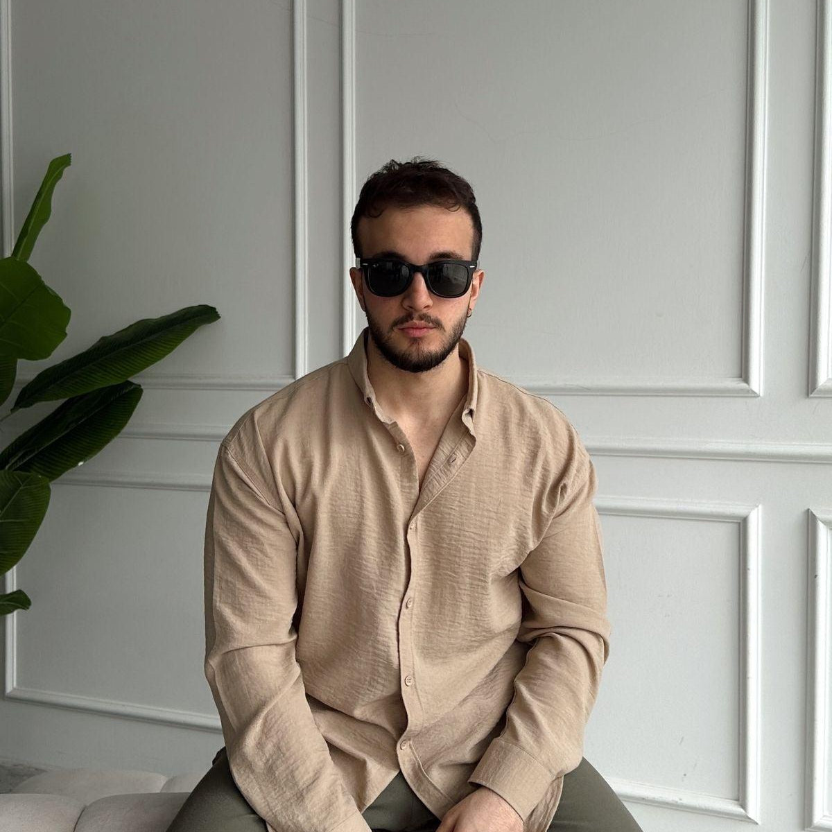 Napas Erkek Oversize Keten Görünümlü Gömlek