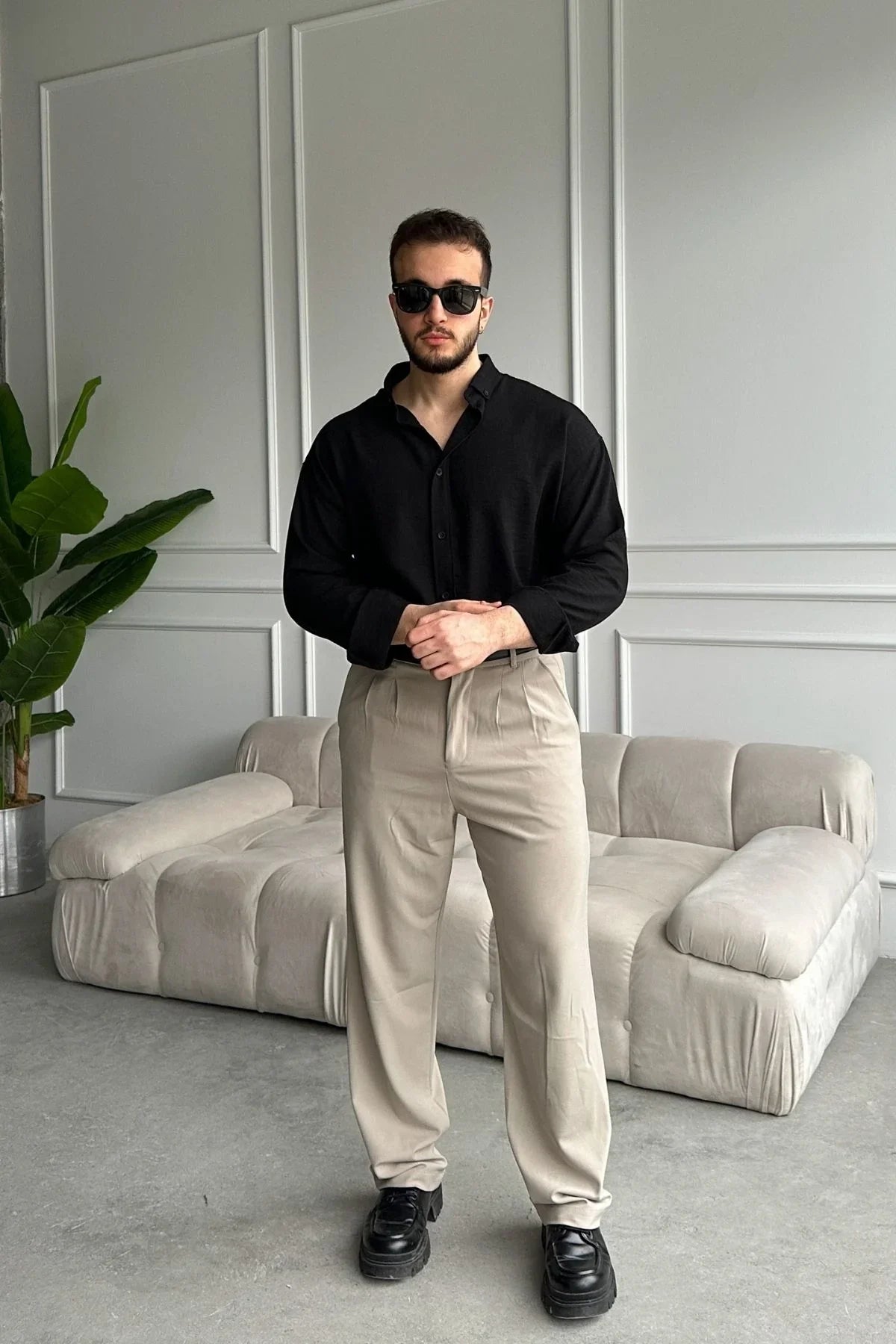 Napas Erkek Oversize Keten Görünümlü Gömlek - Livio Ferri