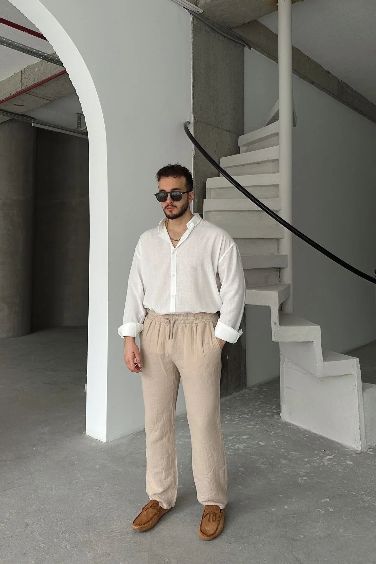 Napas Erkek Oversize Keten Görünümlü Gömlek - Livio Ferri