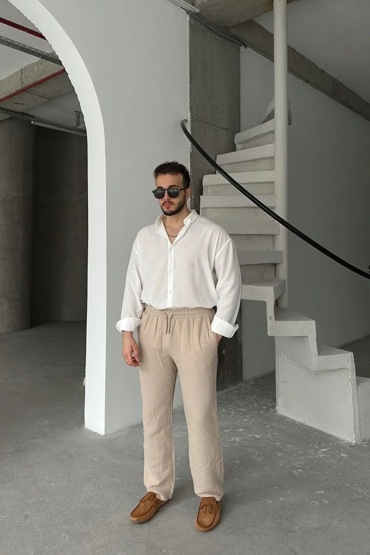 Napas Erkek Oversize Keten Görünümlü Gömlek - Livio Ferri