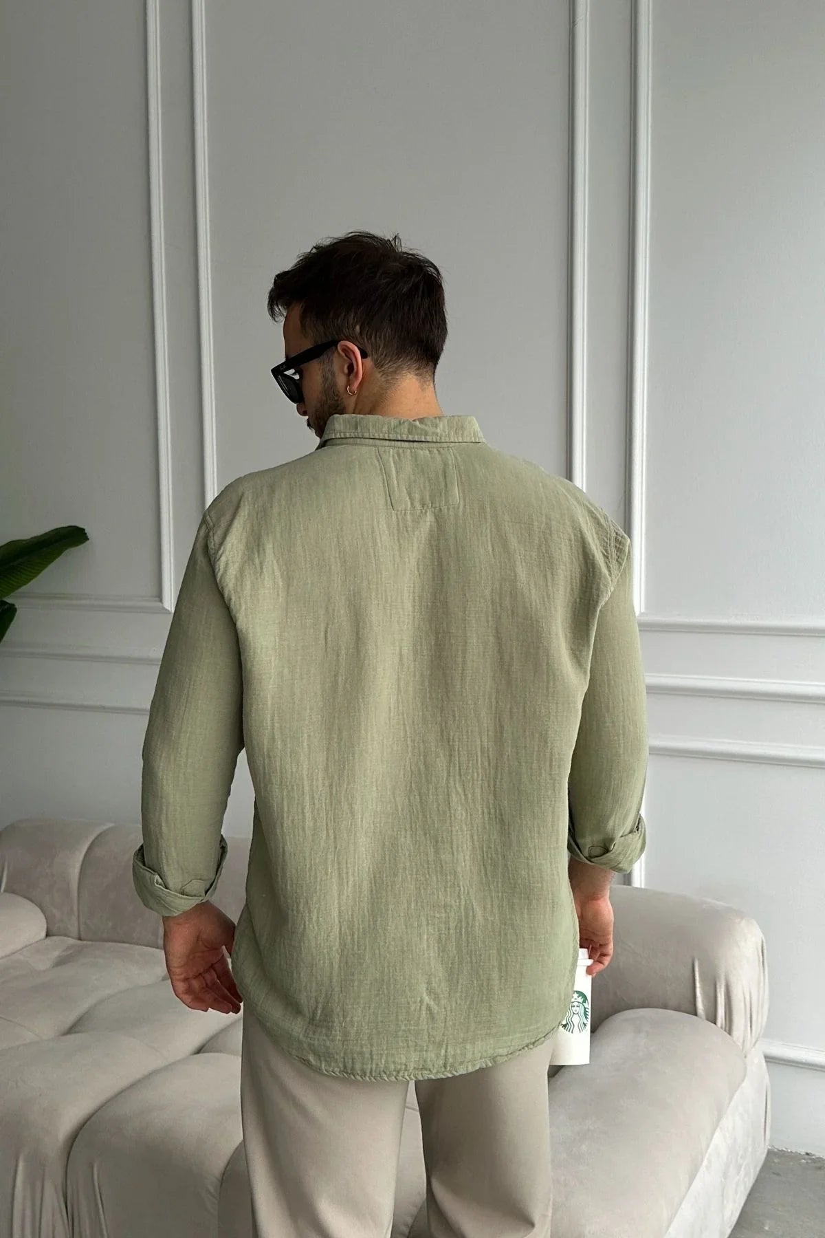 Napas Erkek Oversize Keten Görünümlü Gömlek - Livio Ferri