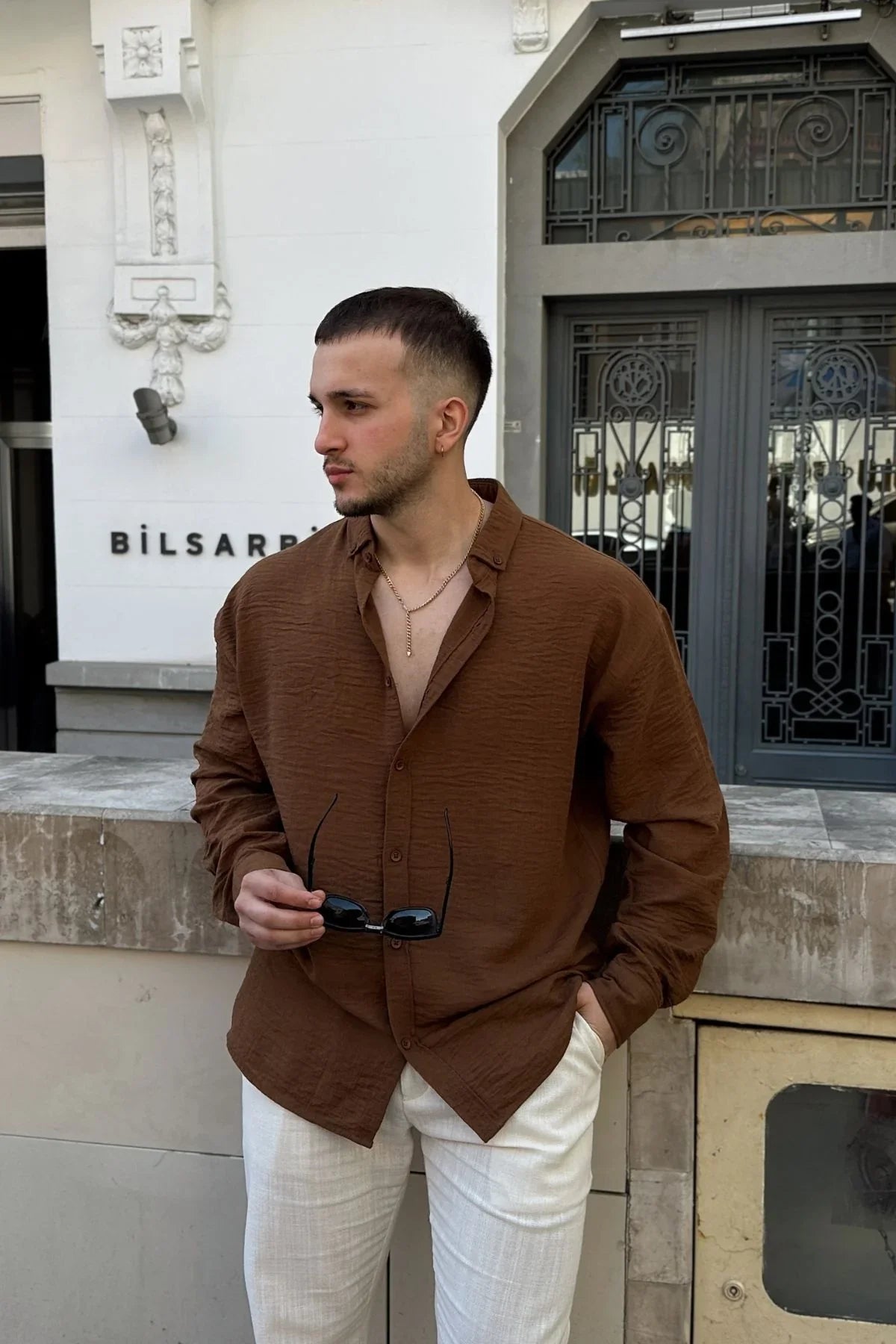 Napas Erkek Oversize Keten Görünümlü Gömlek - Livio Ferri