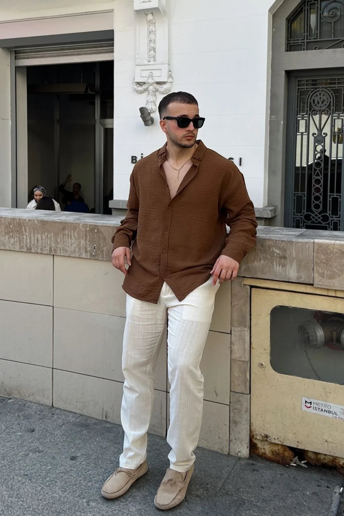 Napas Erkek Oversize Keten Görünümlü Gömlek - Livio Ferri