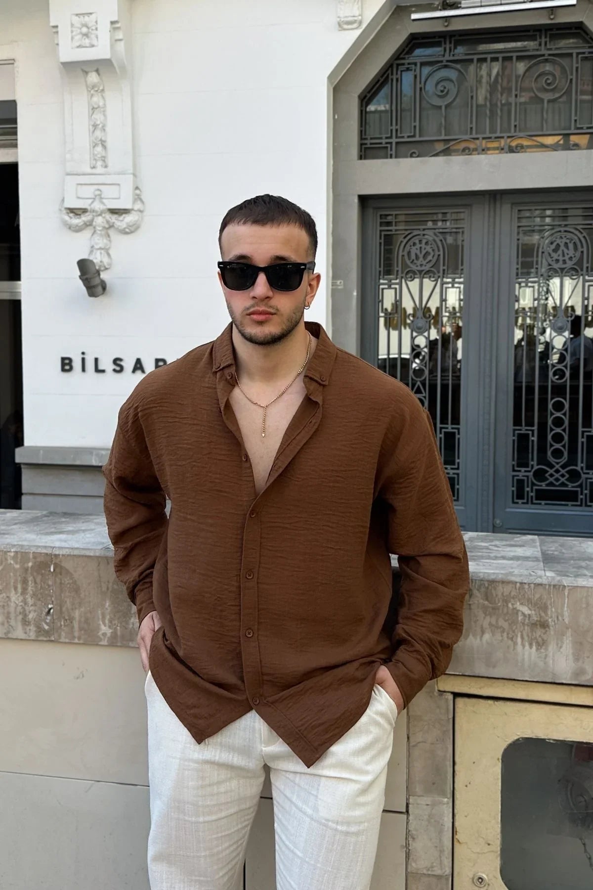 Napas Erkek Oversize Keten Görünümlü Gömlek - Livio Ferri