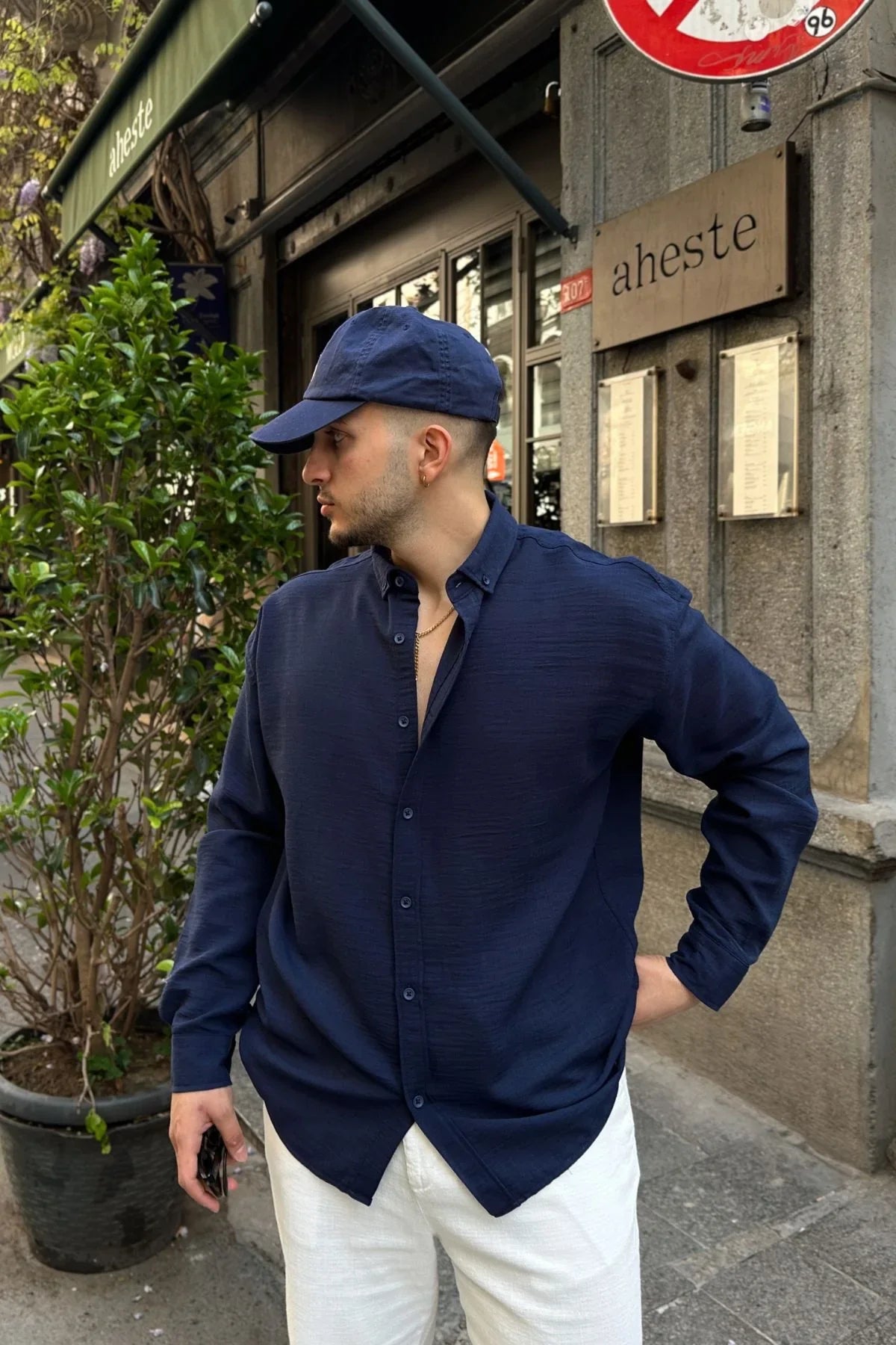 Napas Erkek Oversize Keten Görünümlü Gömlek - Livio Ferri