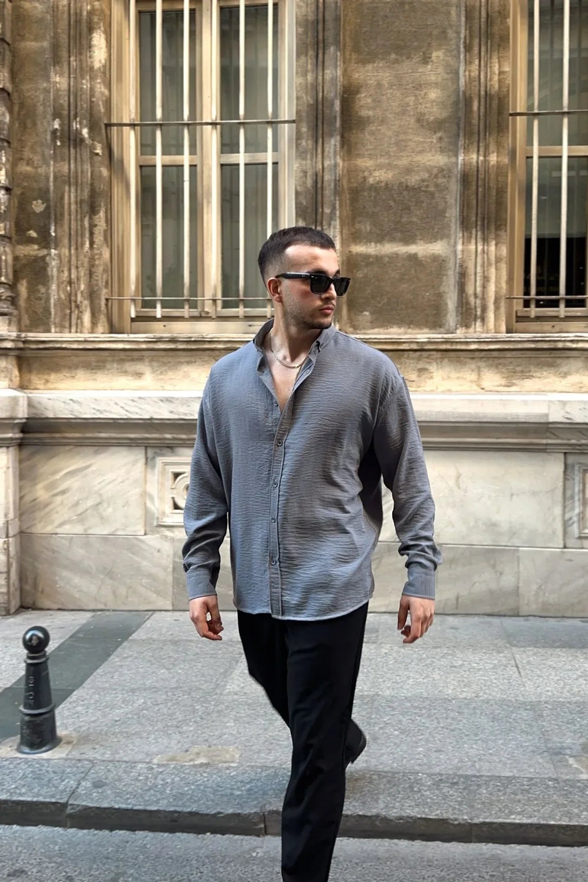 Napas Erkek Oversize Keten Görünümlü Gömlek - Livio Ferri