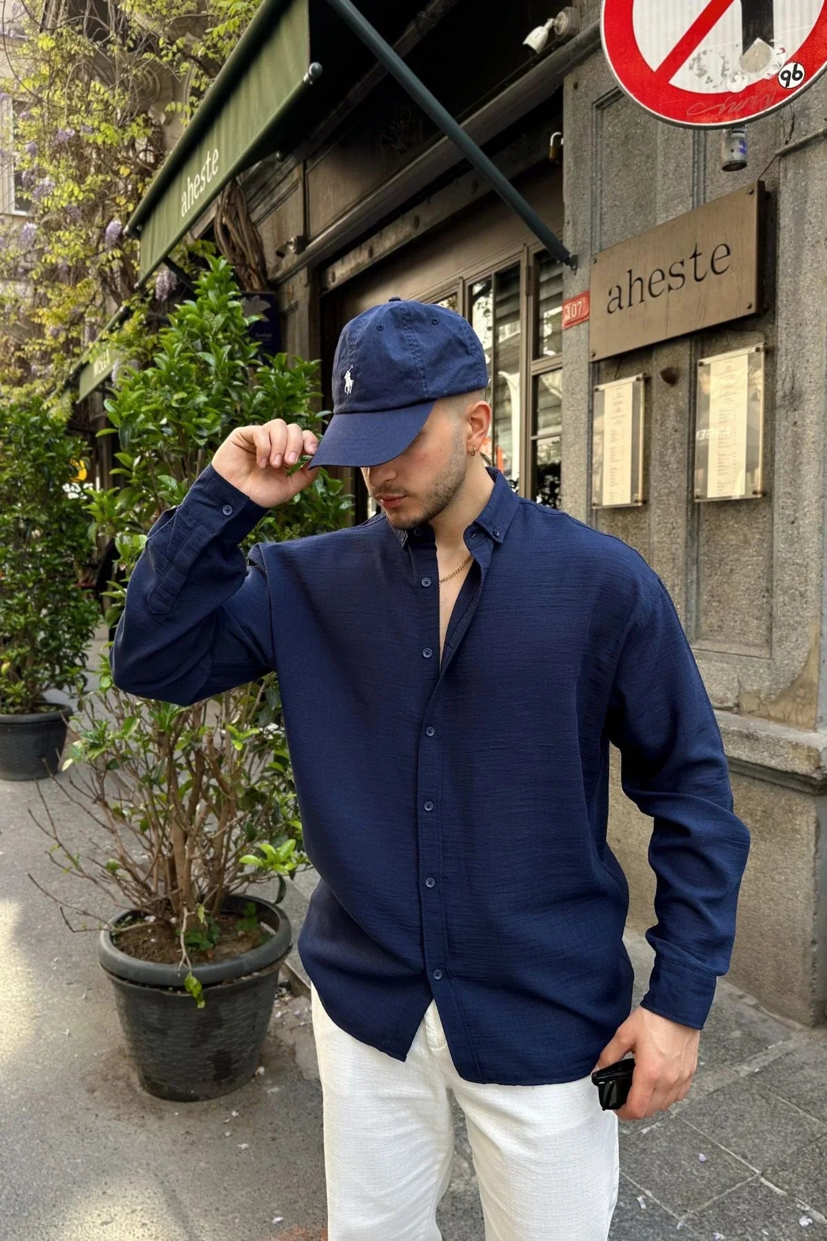 Napas Erkek Oversize Keten Görünümlü Gömlek - Livio Ferri