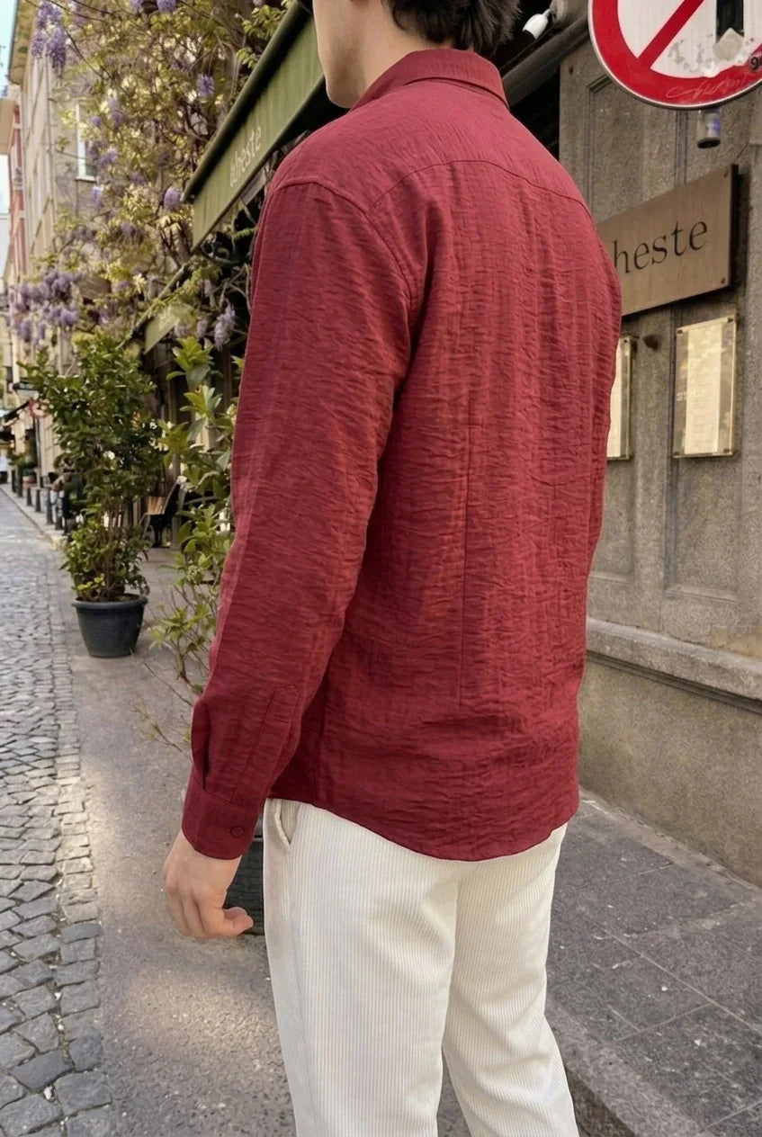 Napas Erkek Oversize Keten Görünümlü Gömlek - Livio Ferri