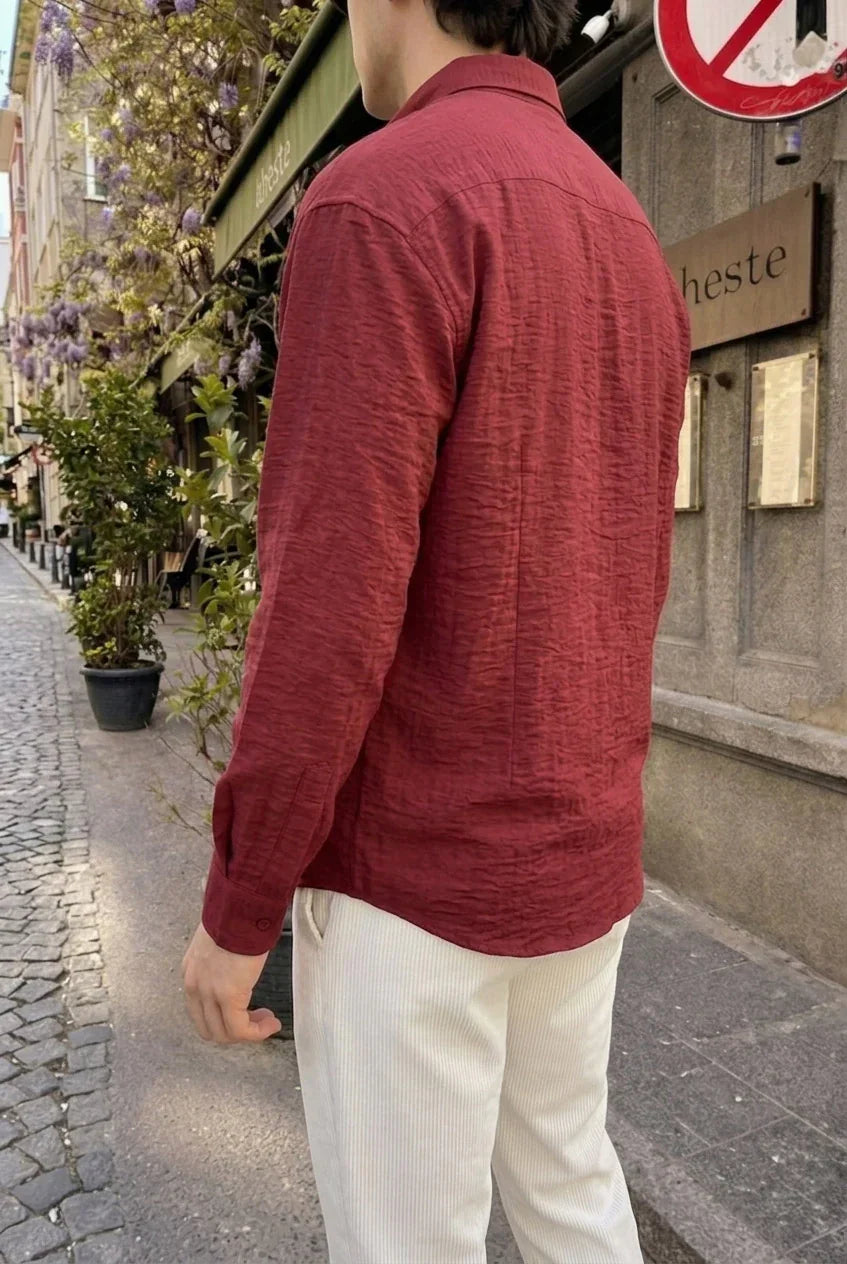 Napas Erkek Oversize Keten Görünümlü Gömlek - Livio Ferri