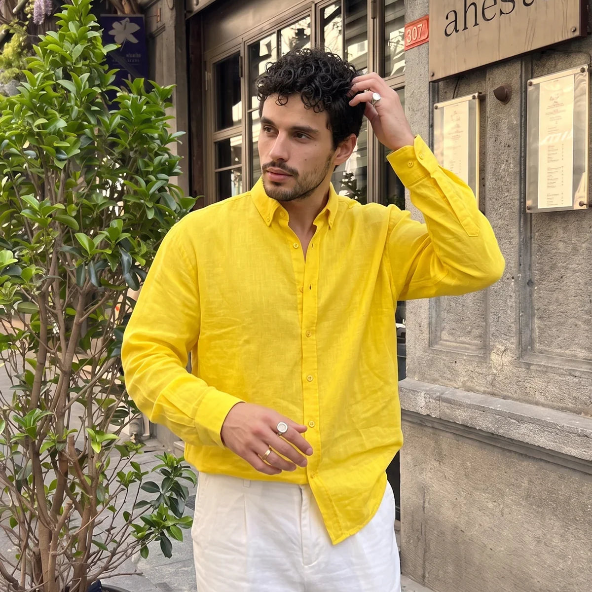 Napas Erkek Oversize Keten Görünümlü Gömlek