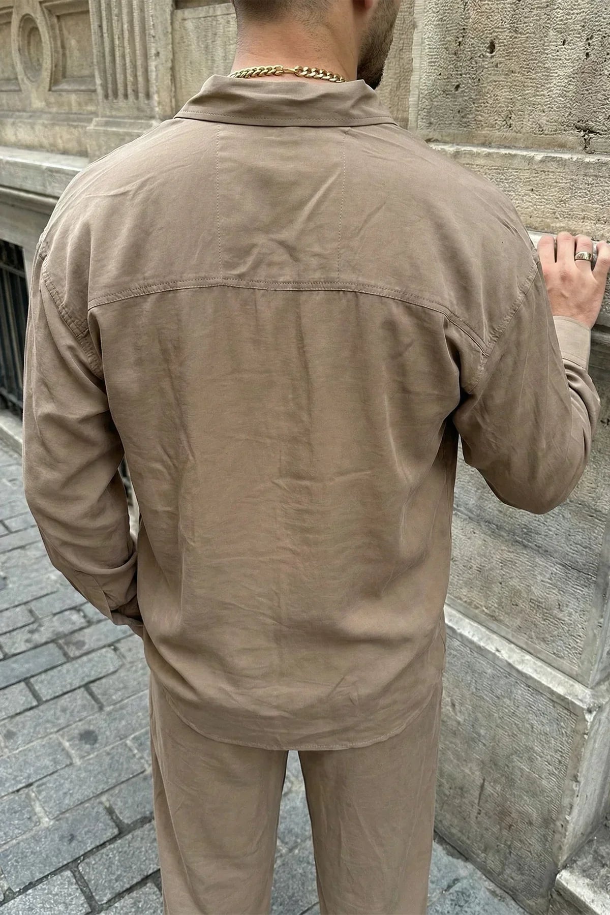 Noda %100 Pamuk Oversize Erkek Modal İkili Takım Gömlek Pantolon - Livio Ferri