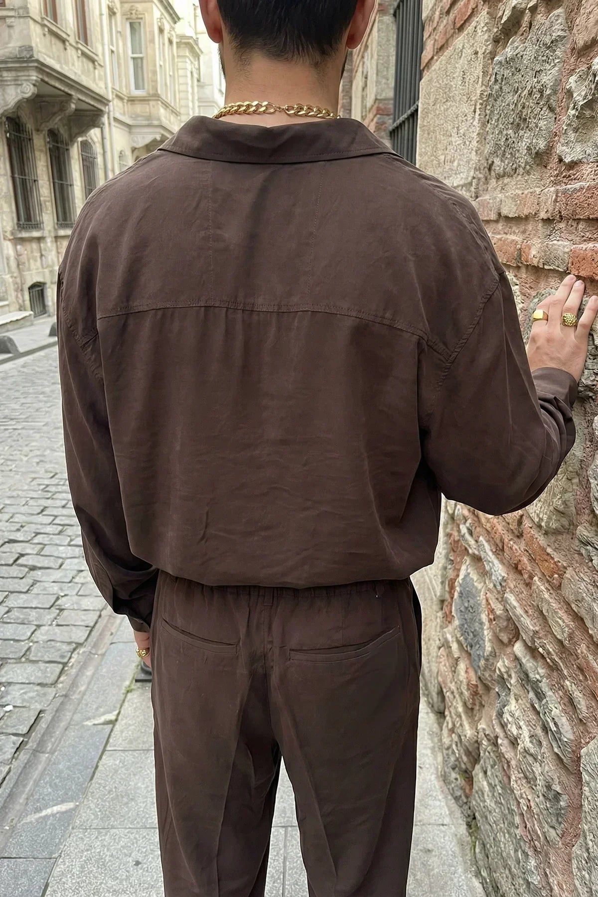 Noda %100 Pamuk Oversize Erkek Modal İkili Takım Gömlek Pantolon - Livio Ferri