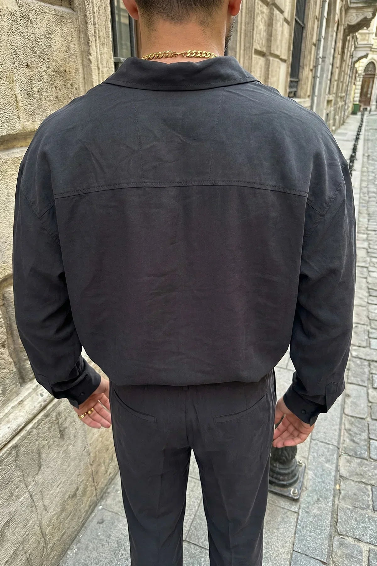 Noda %100 Pamuk Oversize Erkek Modal İkili Takım Gömlek Pantolon - Livio Ferri