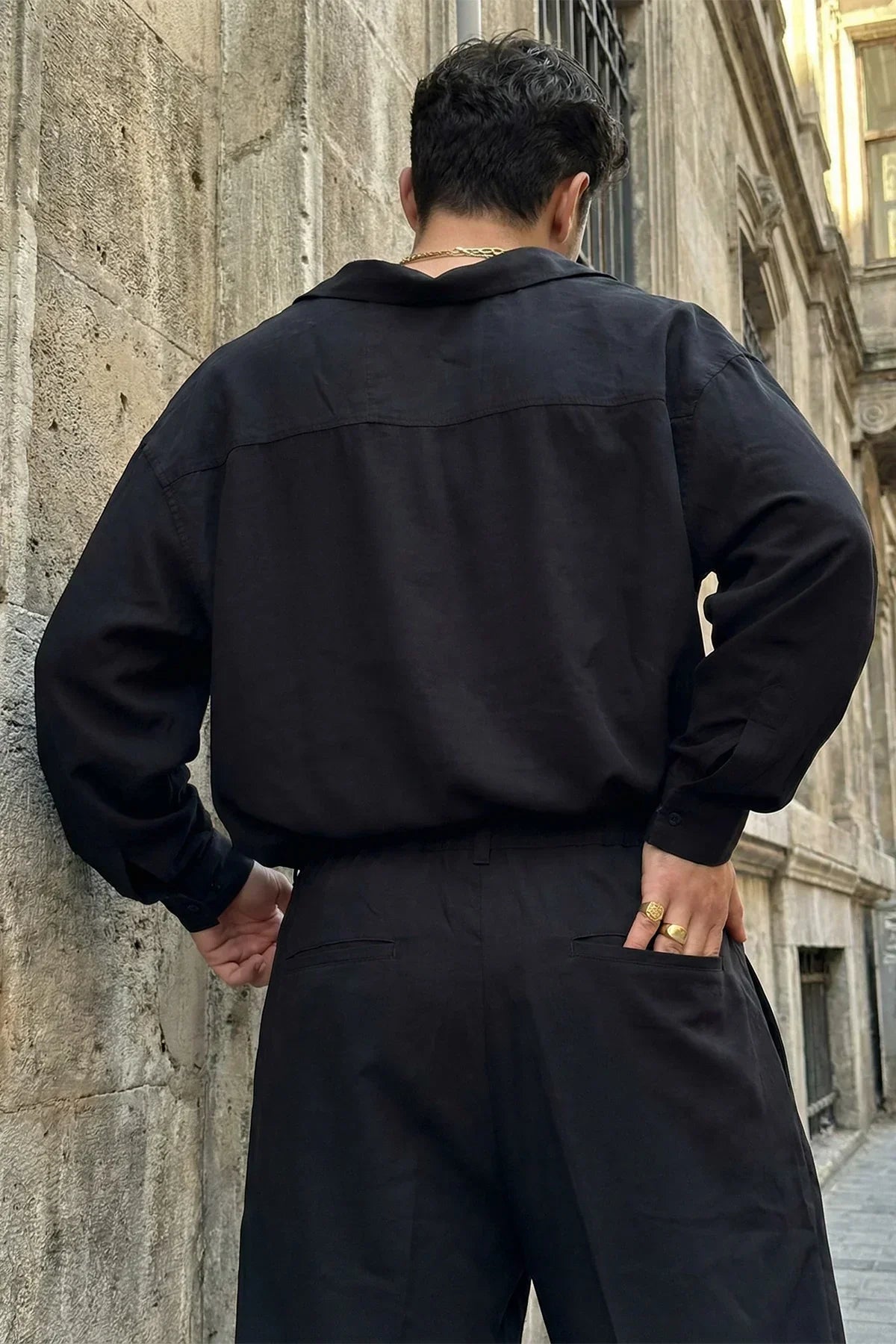 Noda %100 Pamuk Oversize Erkek Modal İkili Takım Gömlek Pantolon - Livio Ferri