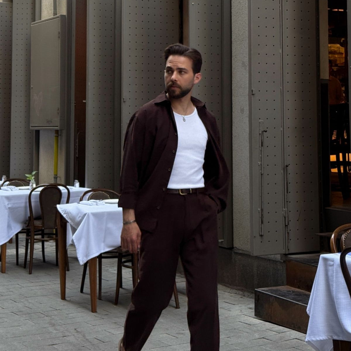 Noda %100 Pamuk Oversize Erkek Modal İkili Takım Gömlek Pantolon
