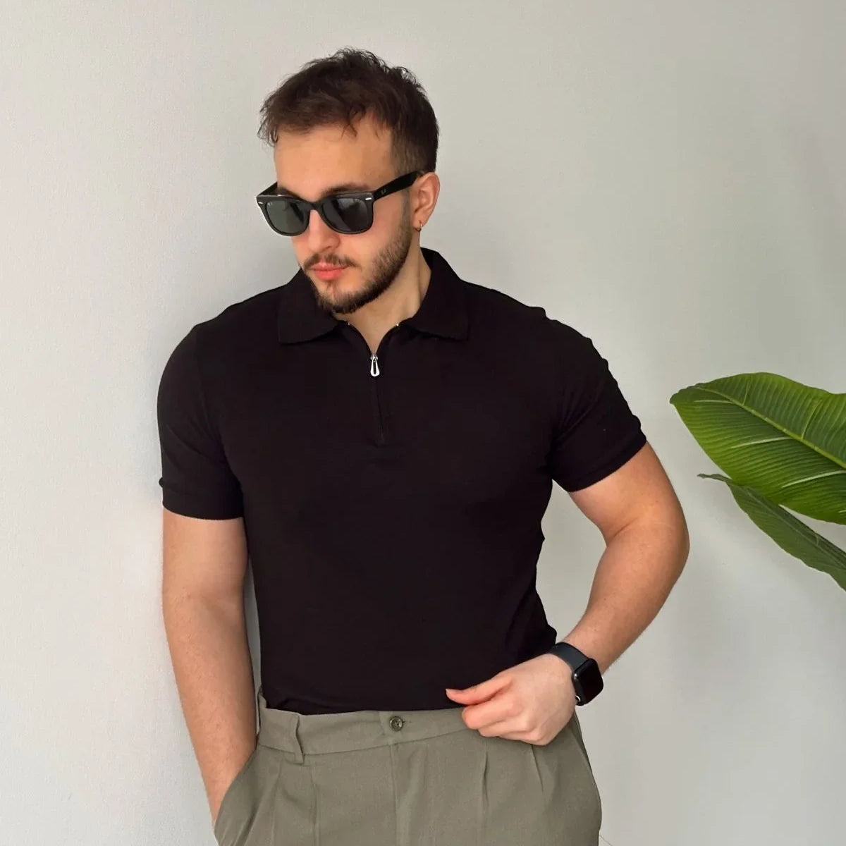 osko-erkek-polo-yaka-pamuk-duz-ince-triko-tisort-20895 - Livio Ferri