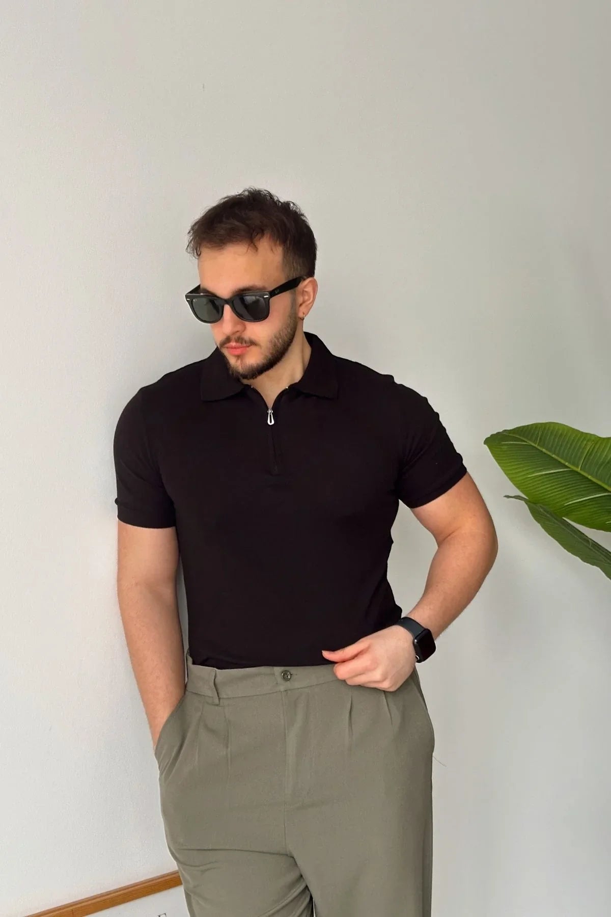 Osko Erkek Polo Yaka Pamuk Düz İnce Triko Tişört - Livio Ferri