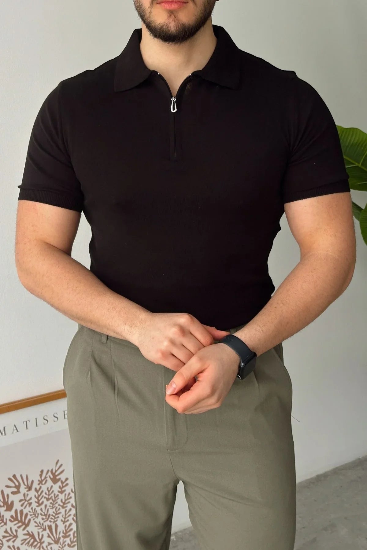 Osko Erkek Polo Yaka Pamuk Düz İnce Triko Tişört - Livio Ferri