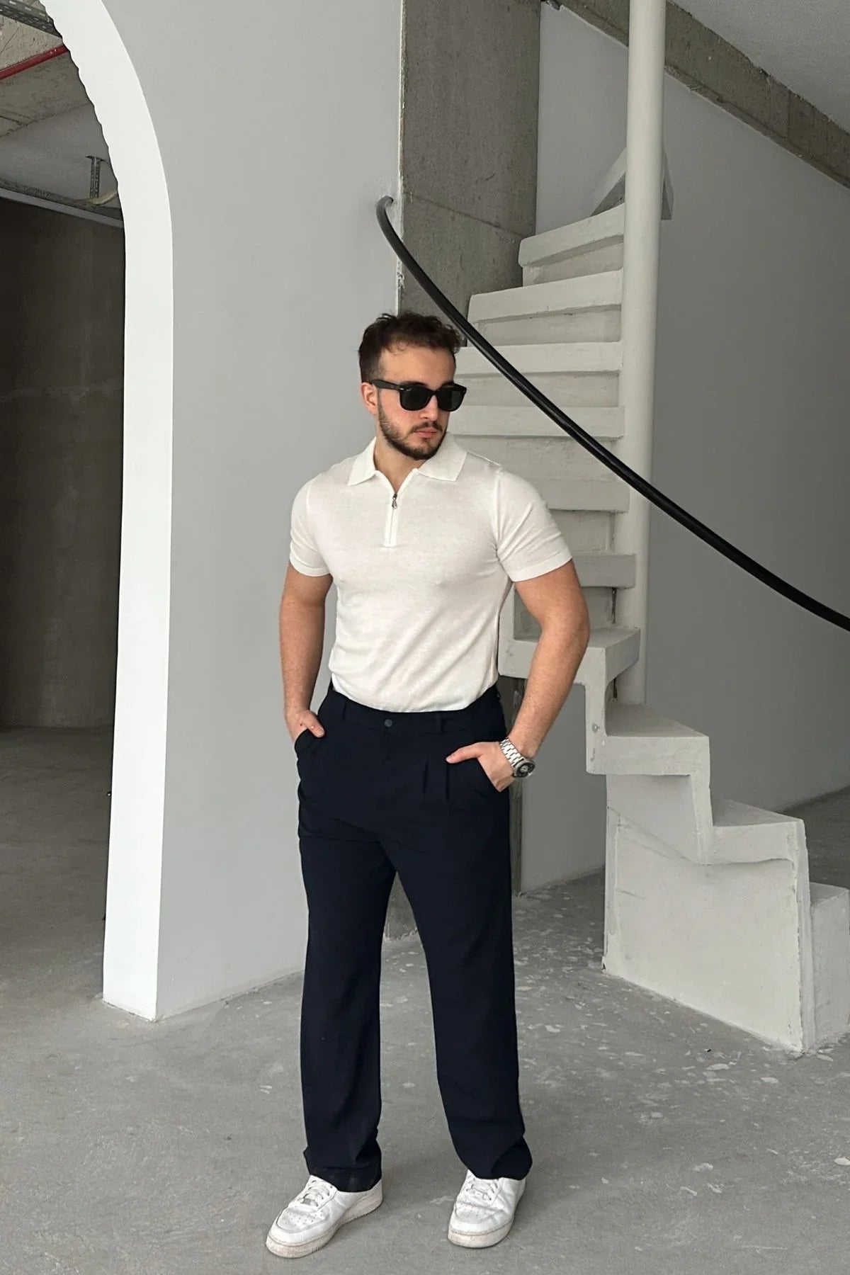 Osko Erkek Polo Yaka Pamuk Düz İnce Triko Tişört - Livio Ferri