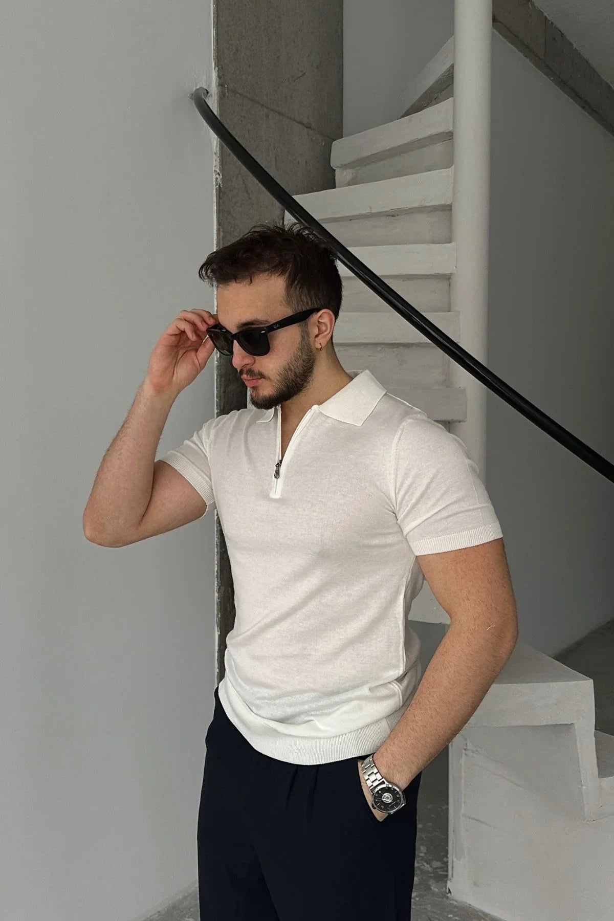 Osko Erkek Polo Yaka Pamuk Düz İnce Triko Tişört - Livio Ferri