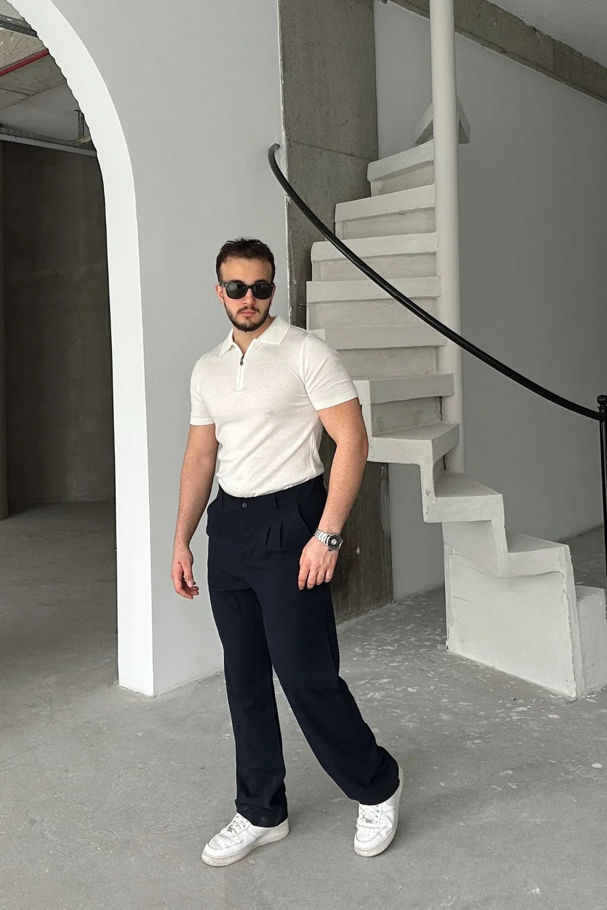 Osko Erkek Polo Yaka Pamuk Düz İnce Triko Tişört - Livio Ferri