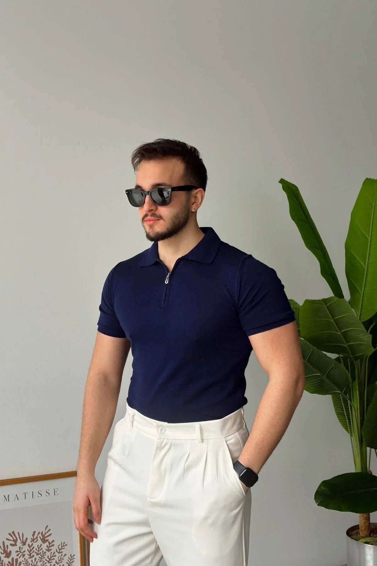 Osko Erkek Polo Yaka Pamuk Düz İnce Triko Tişört - Livio Ferri