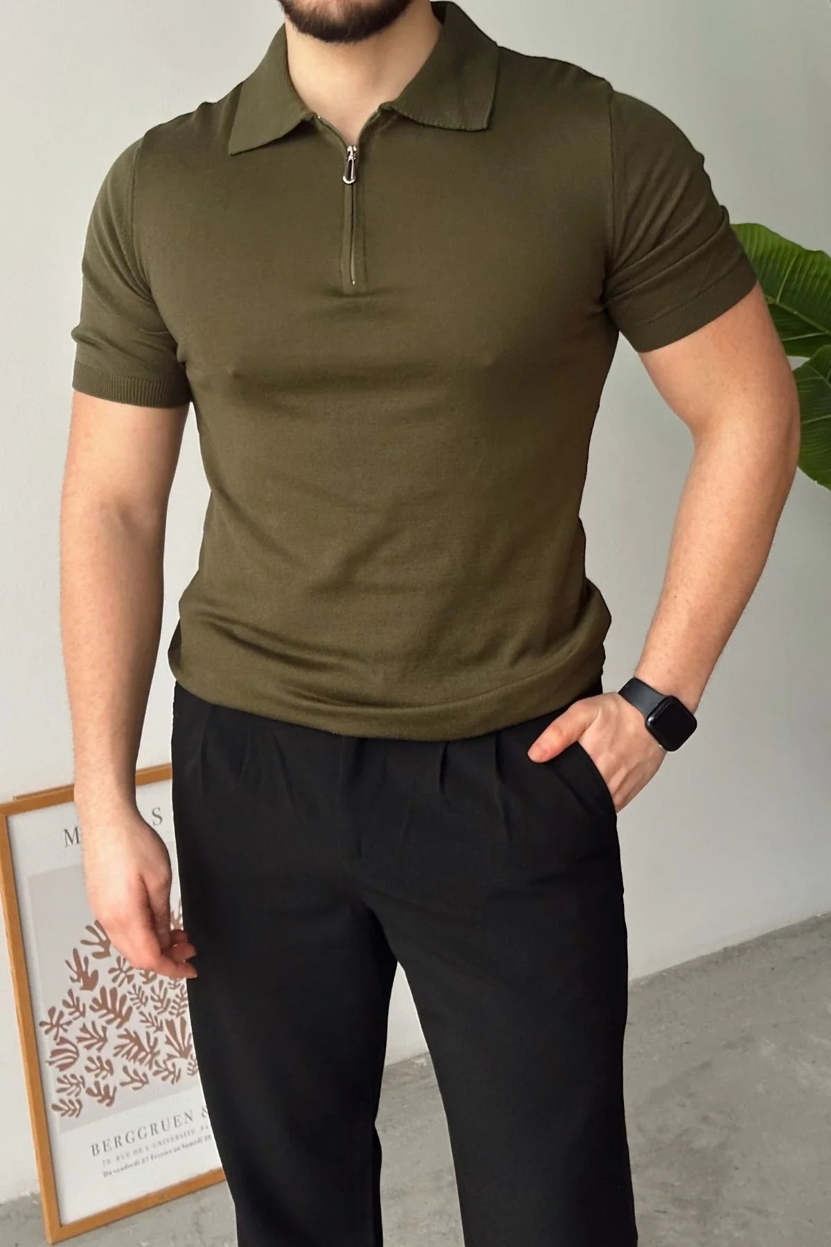 Osko Erkek Polo Yaka Pamuk Düz İnce Triko Tişört - Livio Ferri