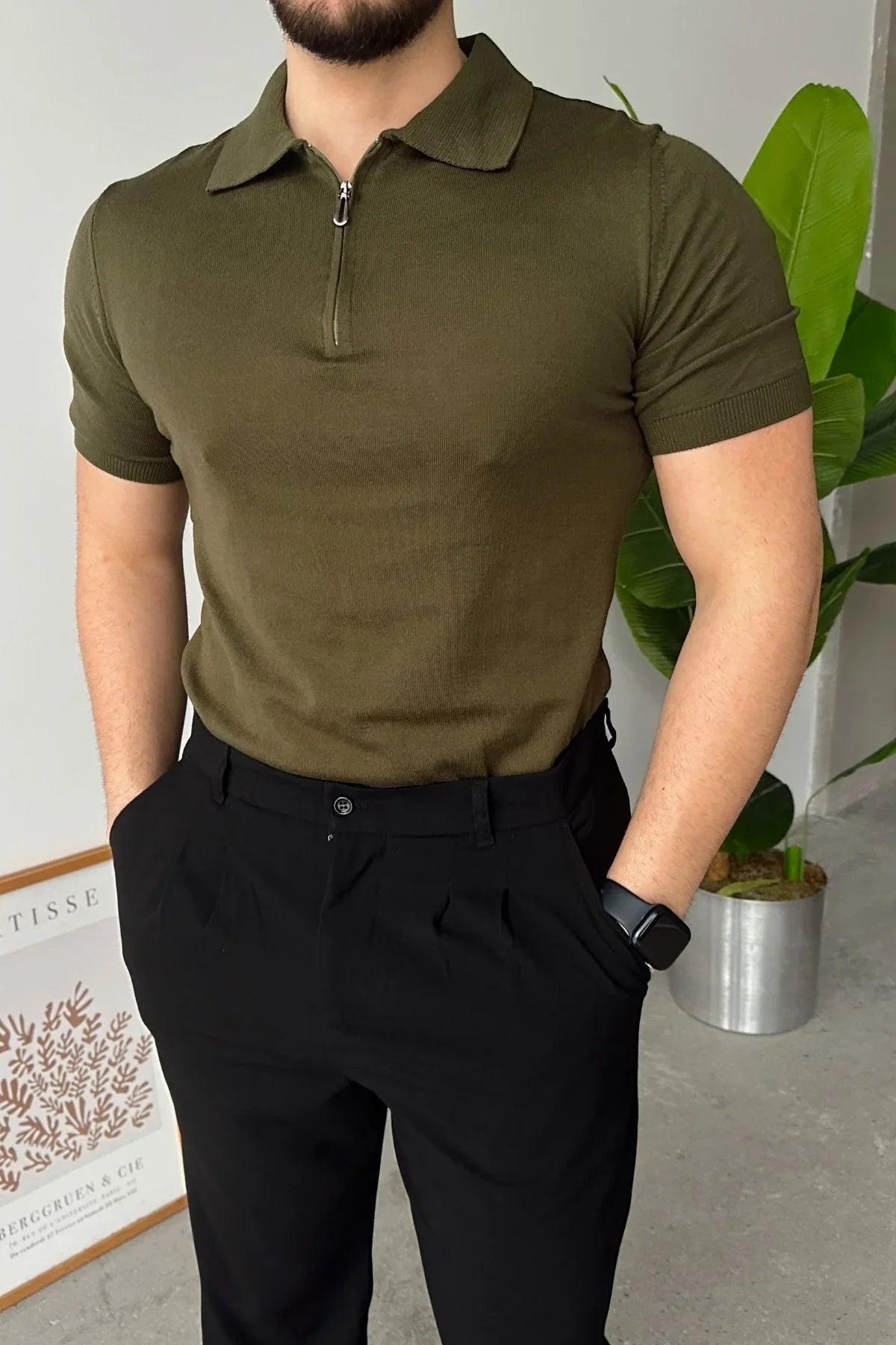 Osko Erkek Polo Yaka Pamuk Düz İnce Triko Tişört - Livio Ferri
