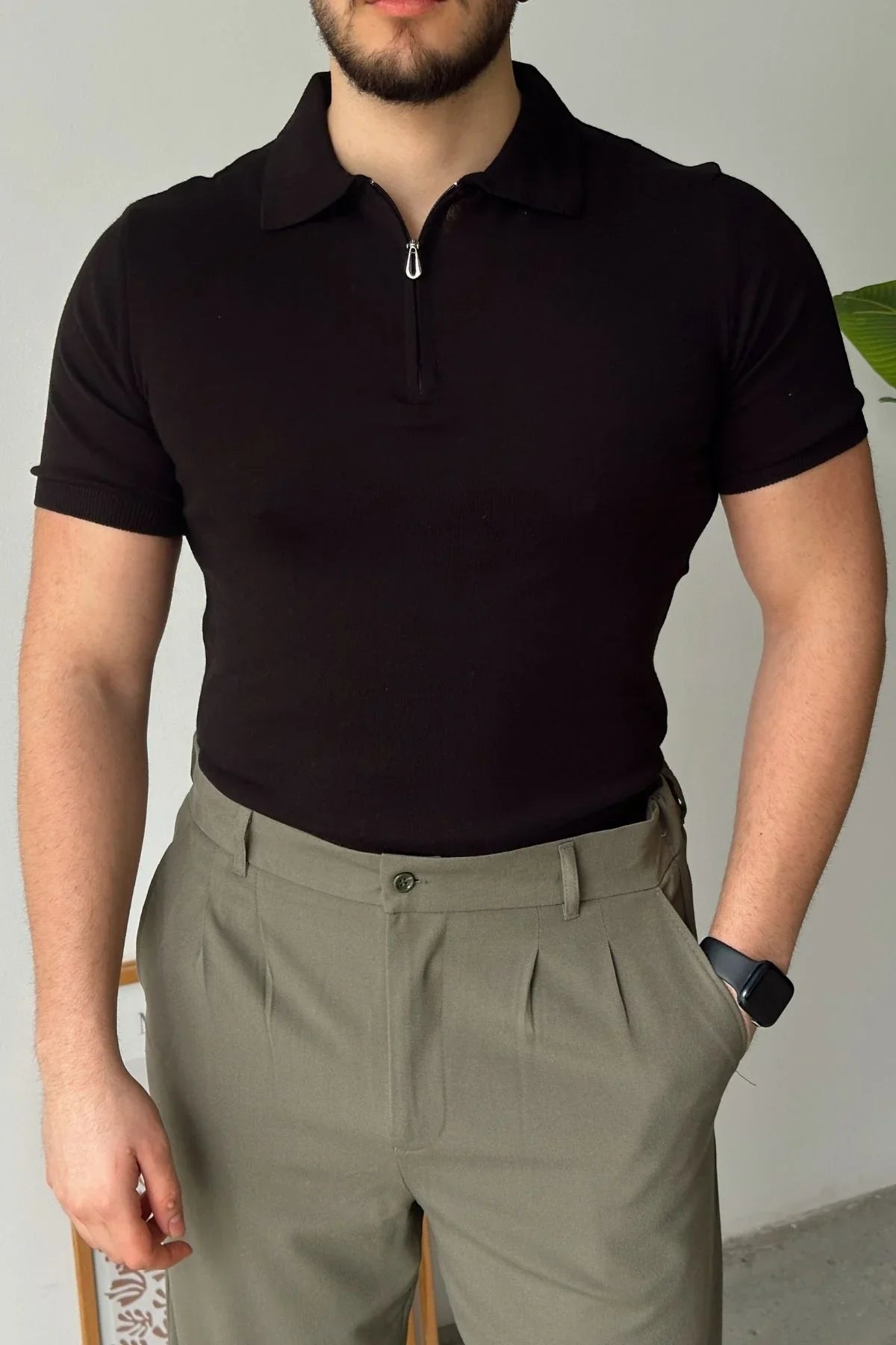 Osko Erkek Polo Yaka Pamuk Düz İnce Triko Tişört - Livio Ferri