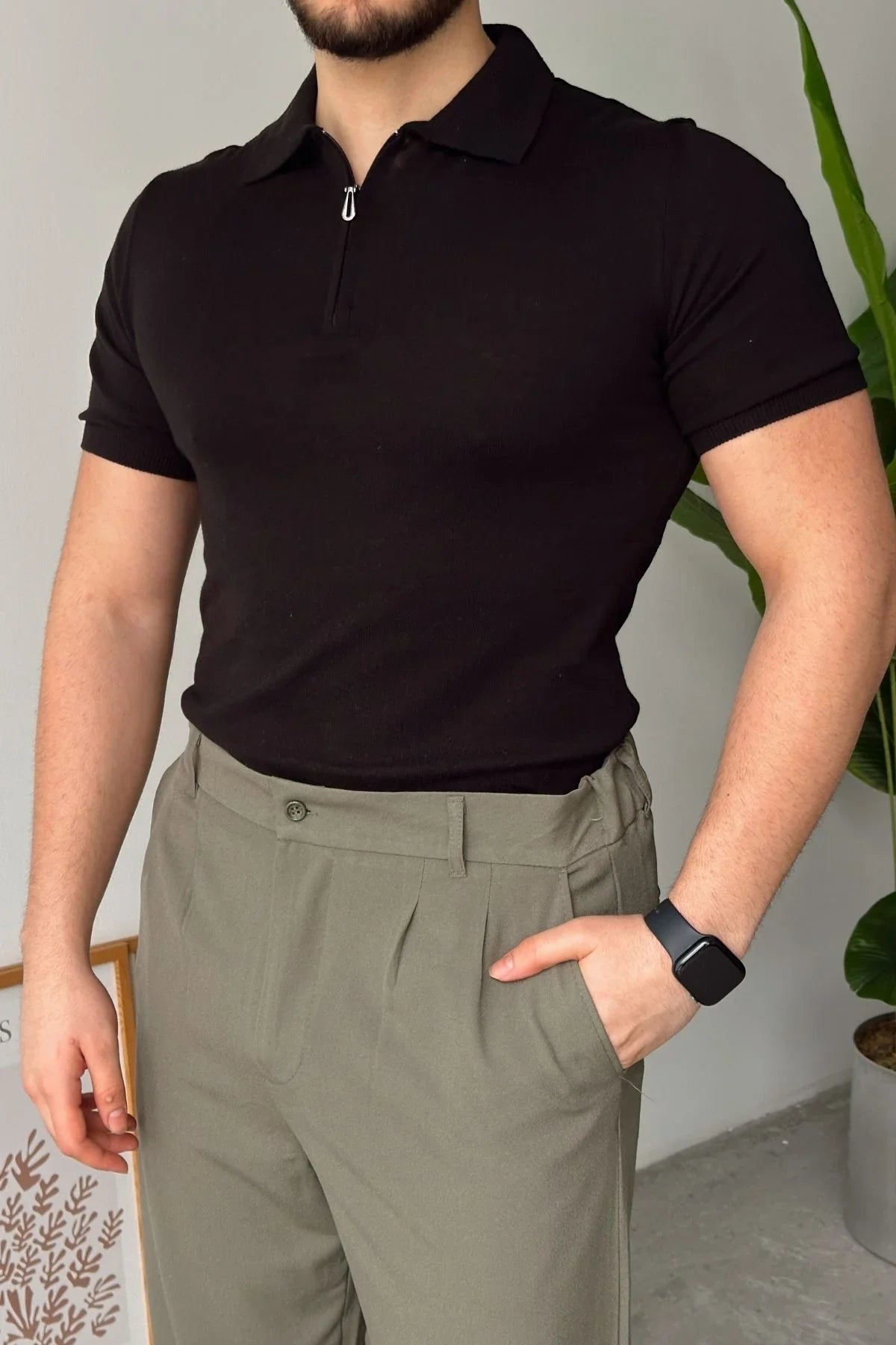 Osko Erkek Polo Yaka Pamuk Düz İnce Triko Tişört - Livio Ferri