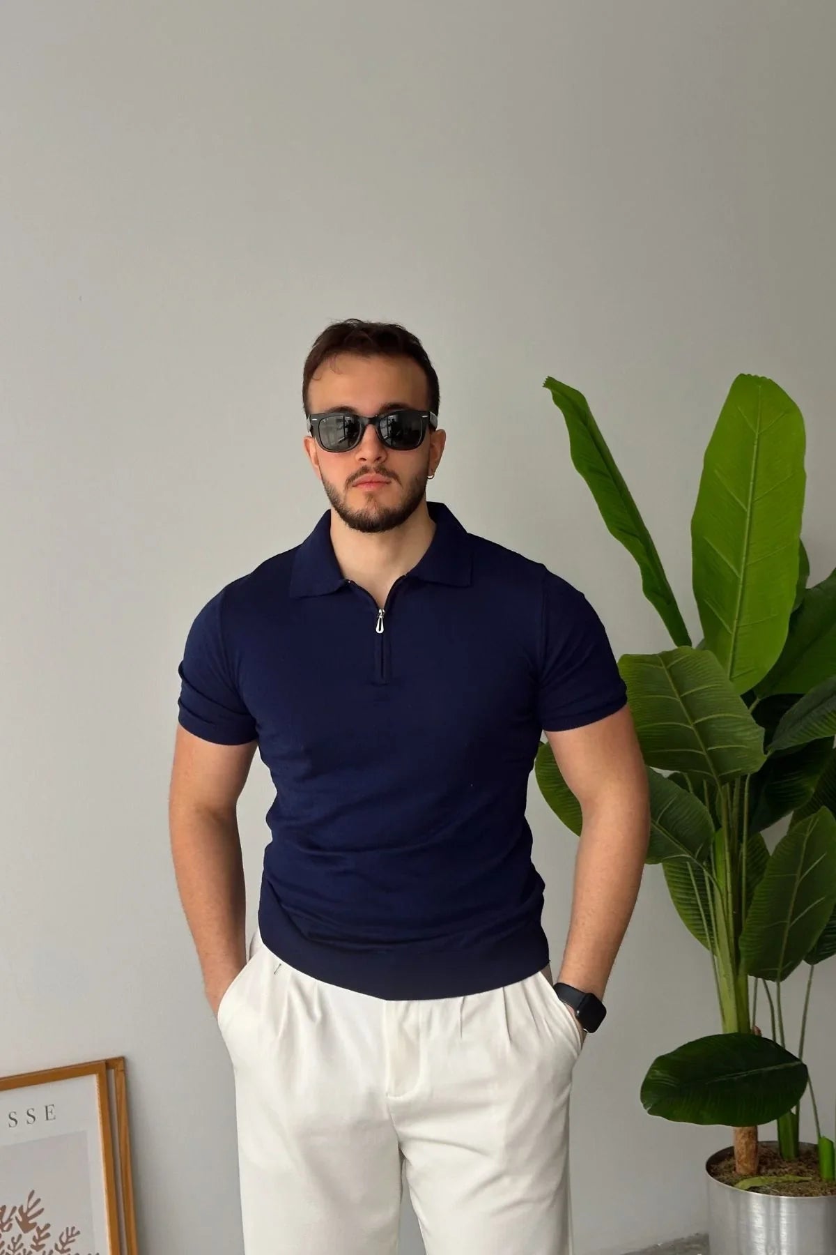 Osko Erkek Polo Yaka Pamuk Düz İnce Triko Tişört - Livio Ferri