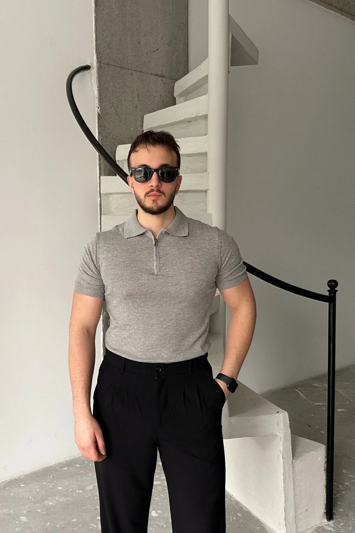 Osko Erkek Polo Yaka Pamuk Düz İnce Triko Tişört - Livio Ferri