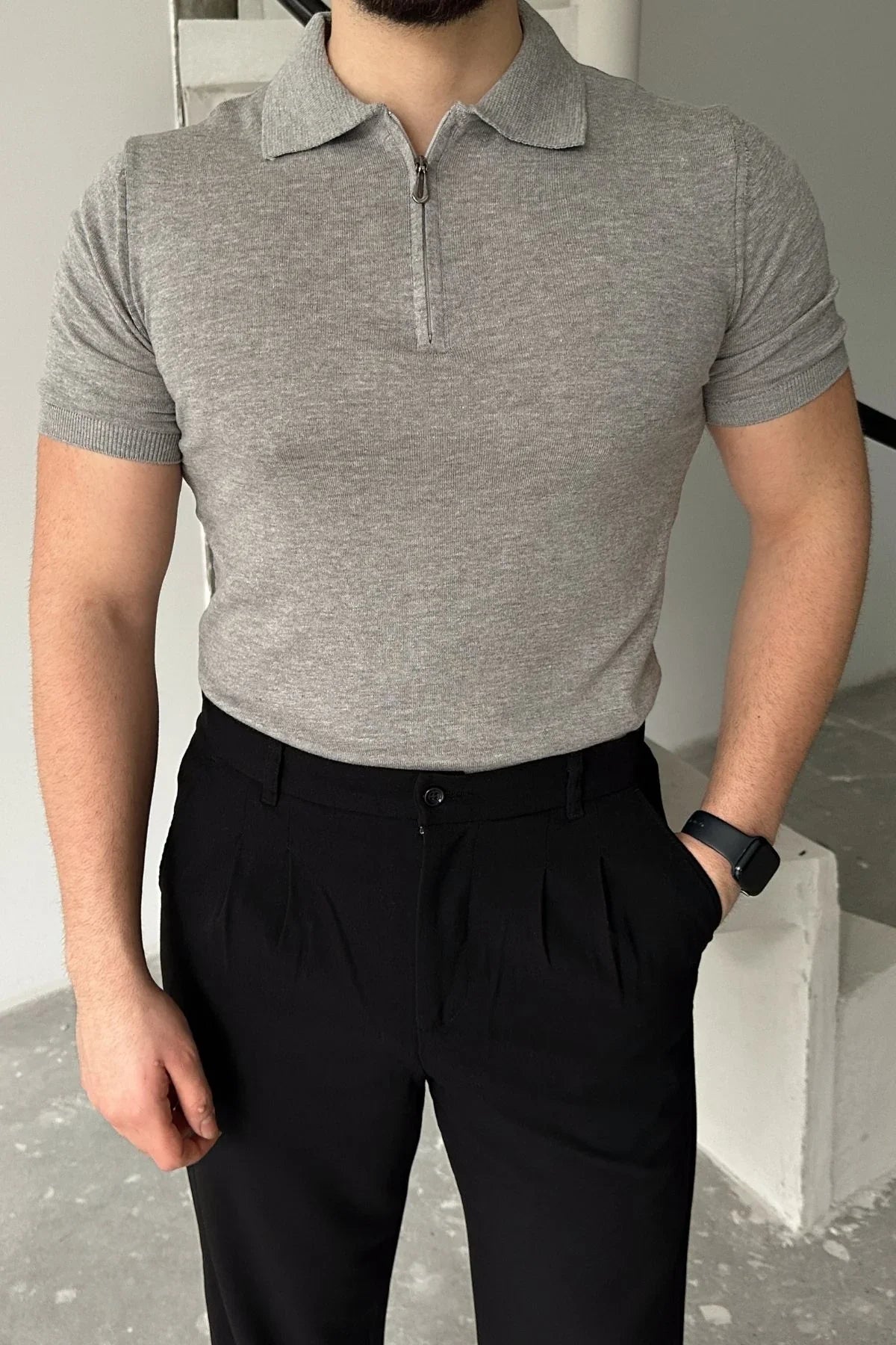 Osko Erkek Polo Yaka Pamuk Düz İnce Triko Tişört - Livio Ferri