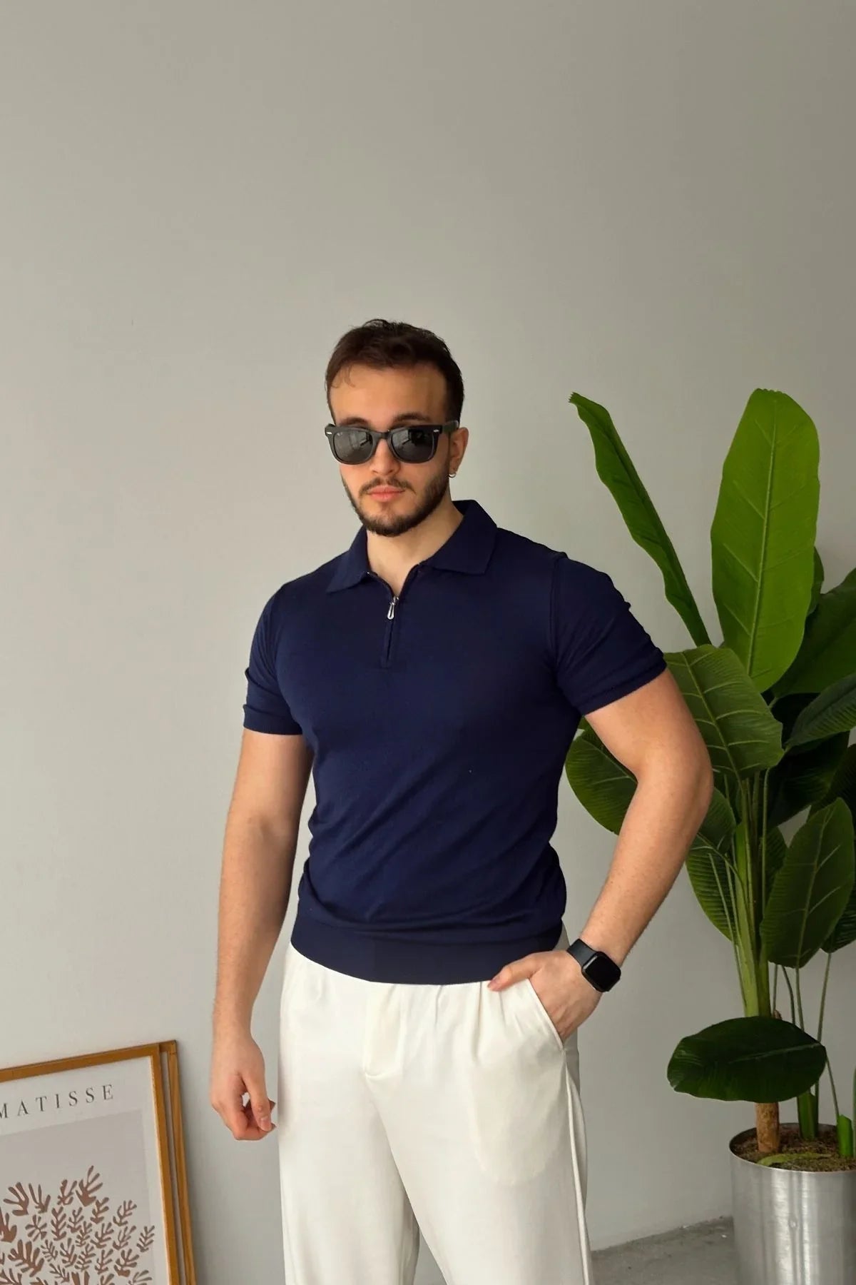 Osko Erkek Polo Yaka Pamuk Düz İnce Triko Tişört - Livio Ferri