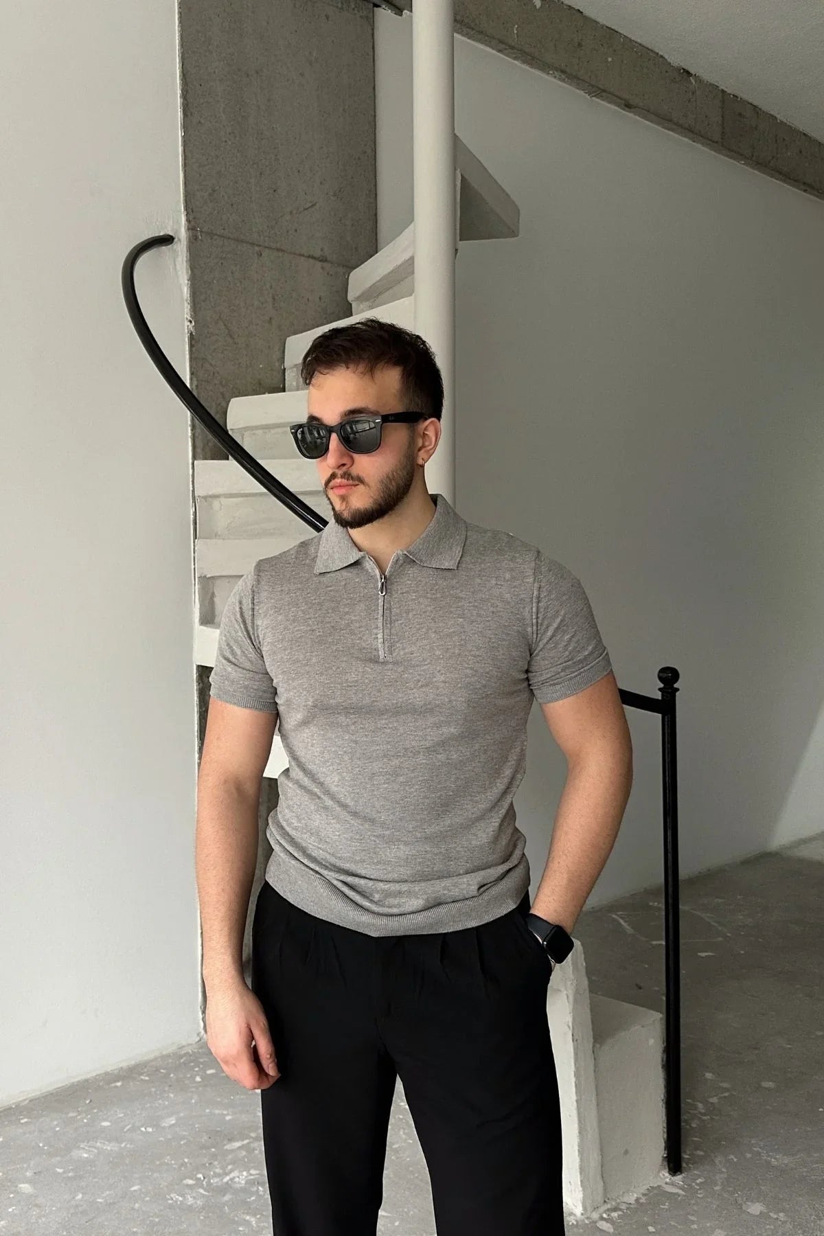 Osko Erkek Polo Yaka Pamuk Düz İnce Triko Tişört - Livio Ferri