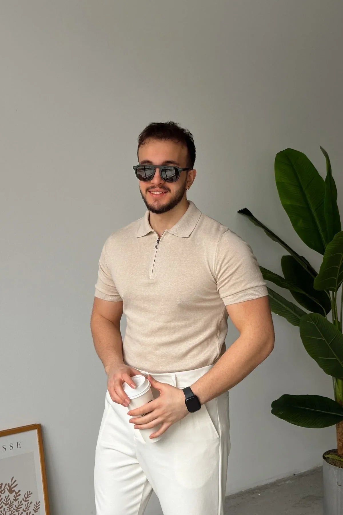 Osko Erkek Polo Yaka Pamuk Düz İnce Triko Tişört - Livio Ferri