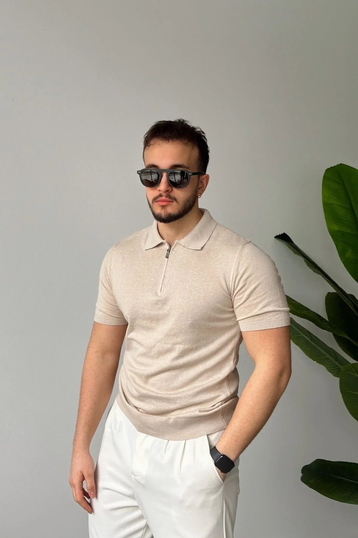 Osko Erkek Polo Yaka Pamuk Düz İnce Triko Tişört - Livio Ferri