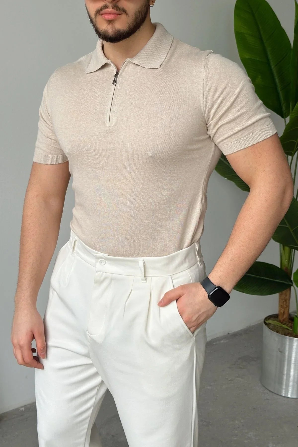 Osko Erkek Polo Yaka Pamuk Düz İnce Triko Tişört - Livio Ferri