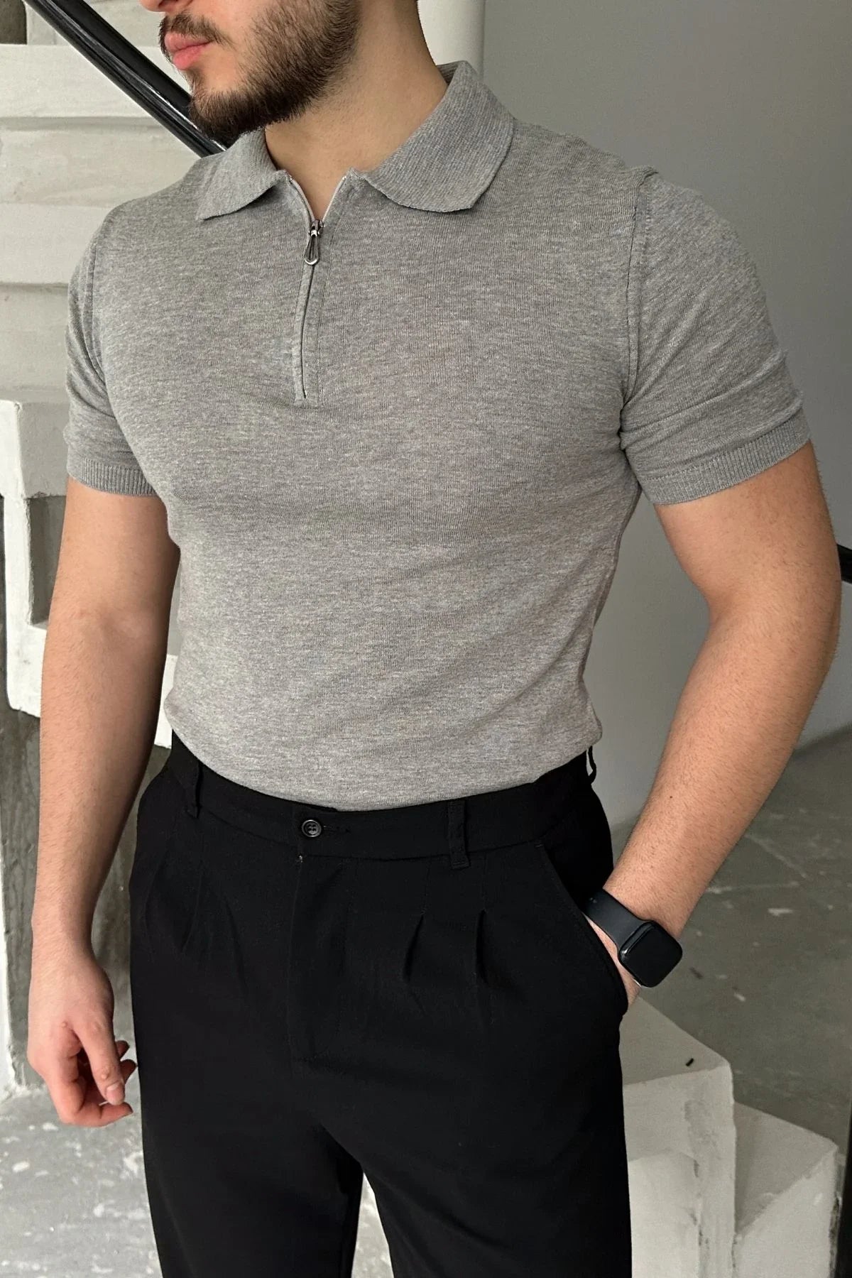Osko Erkek Polo Yaka Pamuk Düz İnce Triko Tişört - Livio Ferri