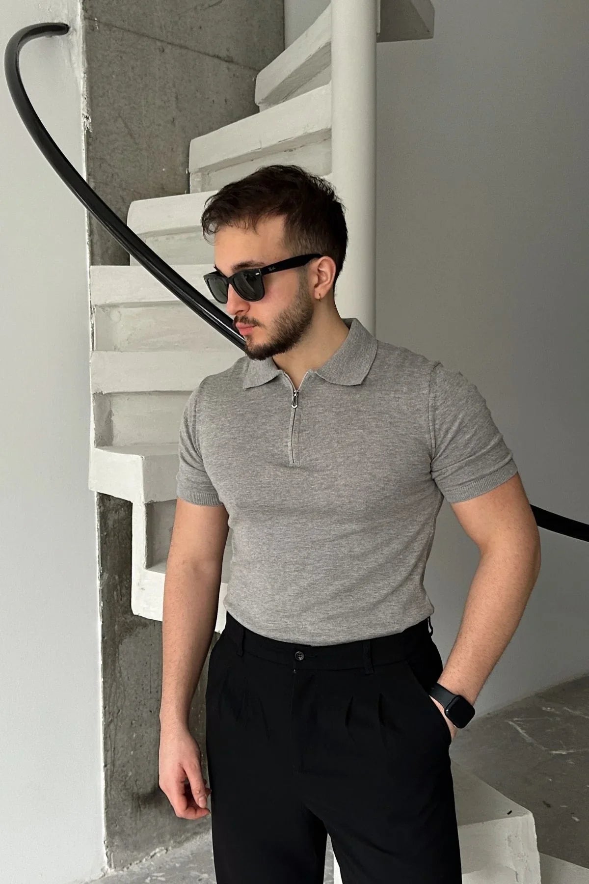 Osko Erkek Polo Yaka Pamuk Düz İnce Triko Tişört - Livio Ferri