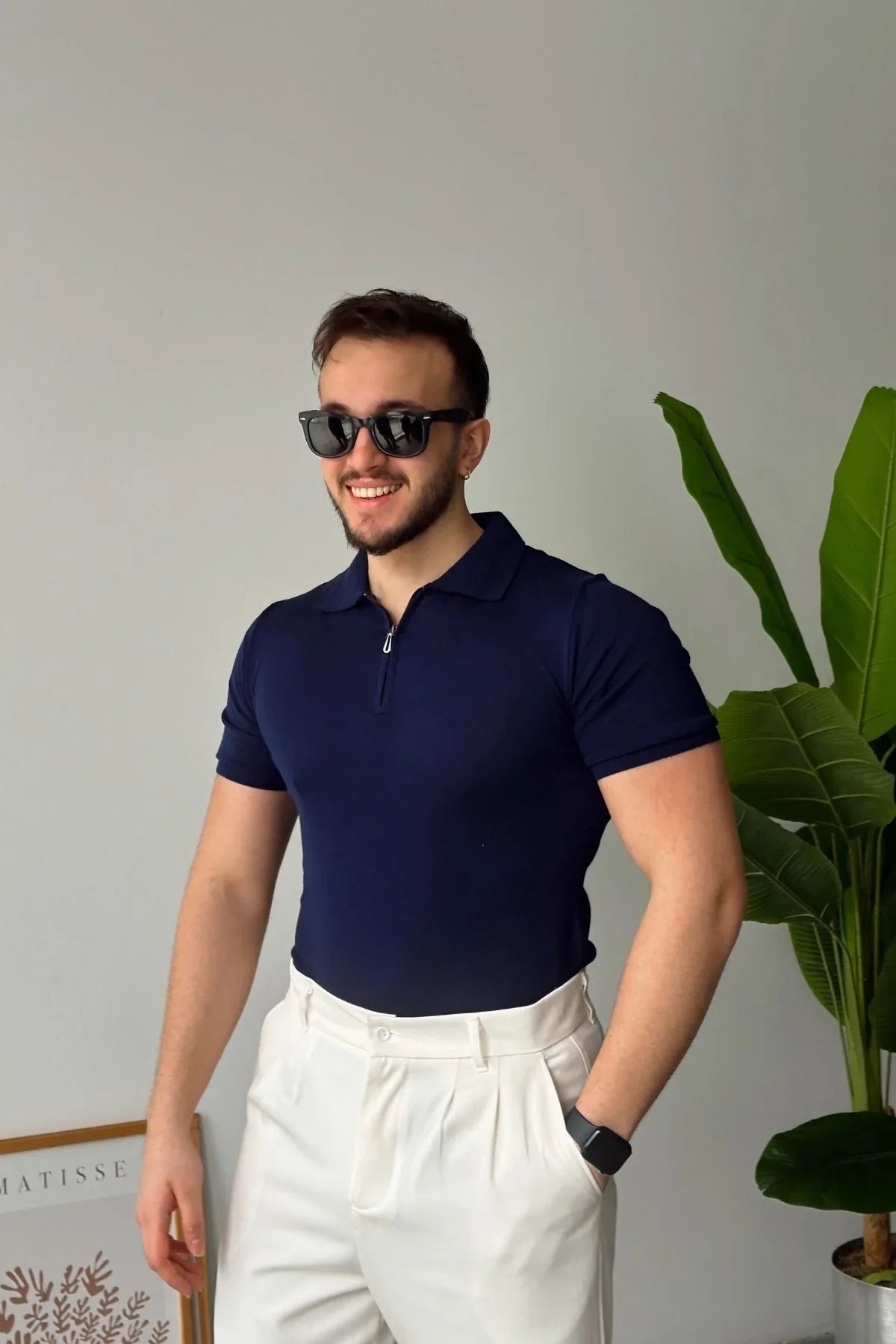 Osko Erkek Polo Yaka Pamuk Düz İnce Triko Tişört - Livio Ferri