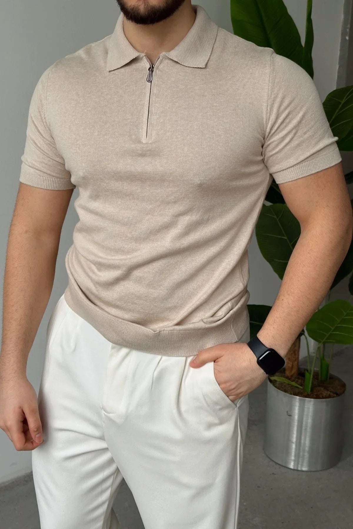 Osko Erkek Polo Yaka Pamuk Düz İnce Triko Tişört - Livio Ferri